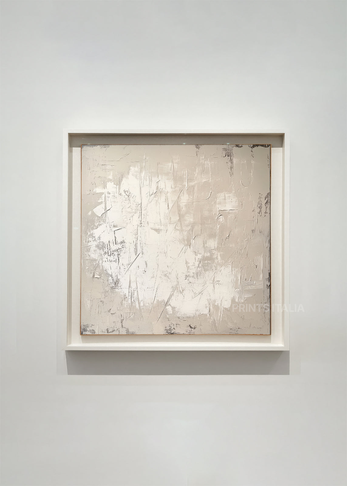 Close-up of textured surface in beige minimalist abstract artwork Kira – subtle movement and tonal depth by Prints Italia