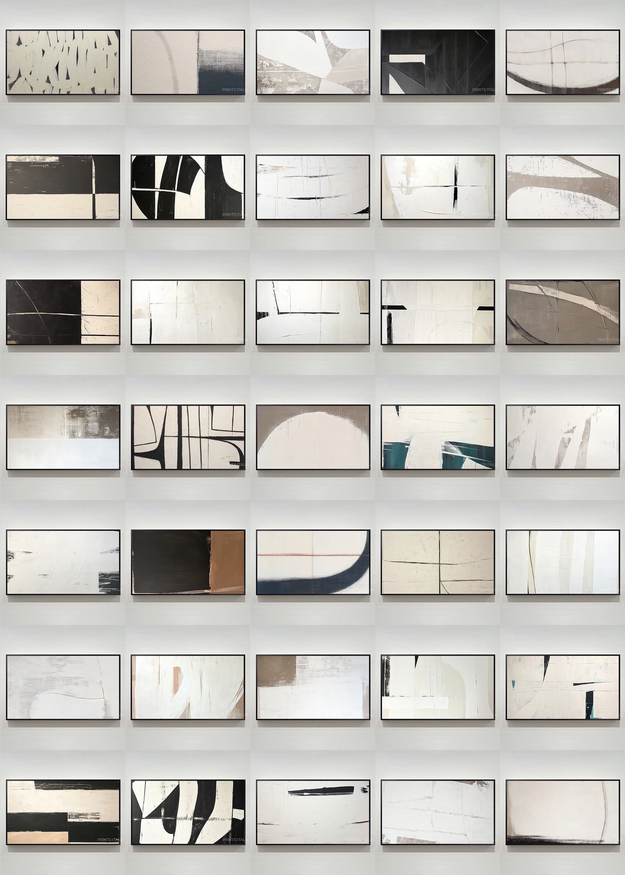 120 abstract minimalist art prints in black, white, taupe and beige – Edition I digital collection for Samsung Frame TV by Prints Italia