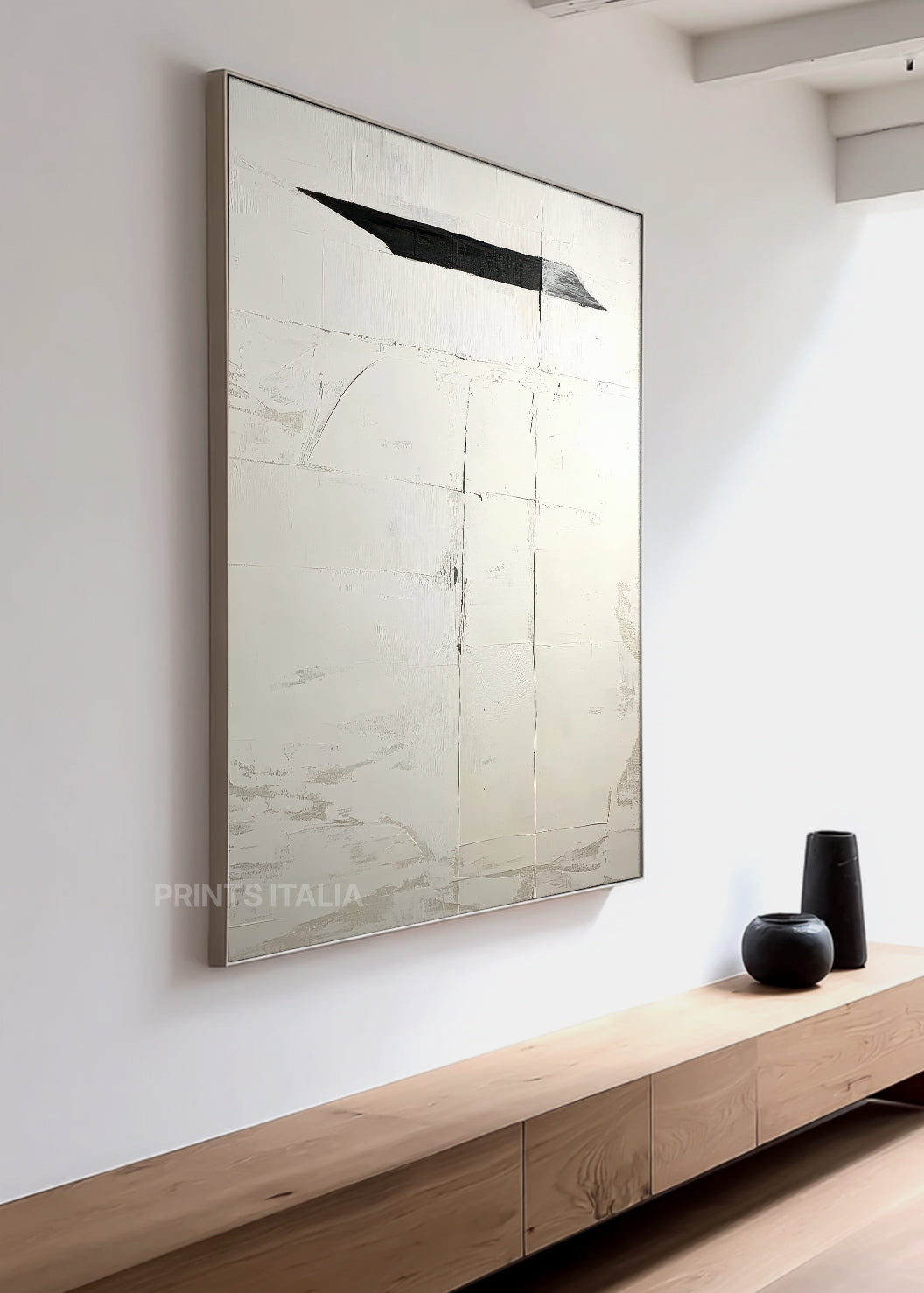 Close-up of ARVETH print showing delicate white texture, crisp graphite lines, and the edge of a bold black shape