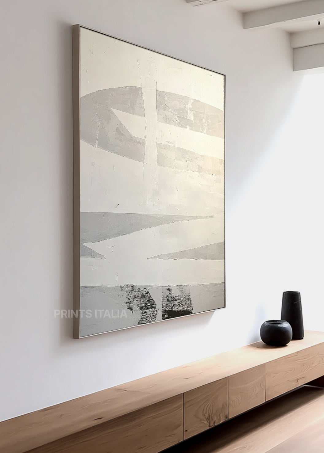 BRAVITH abstract print styled in a calm, light-filled space, emphasizing its tranquil layers and minimalist composition