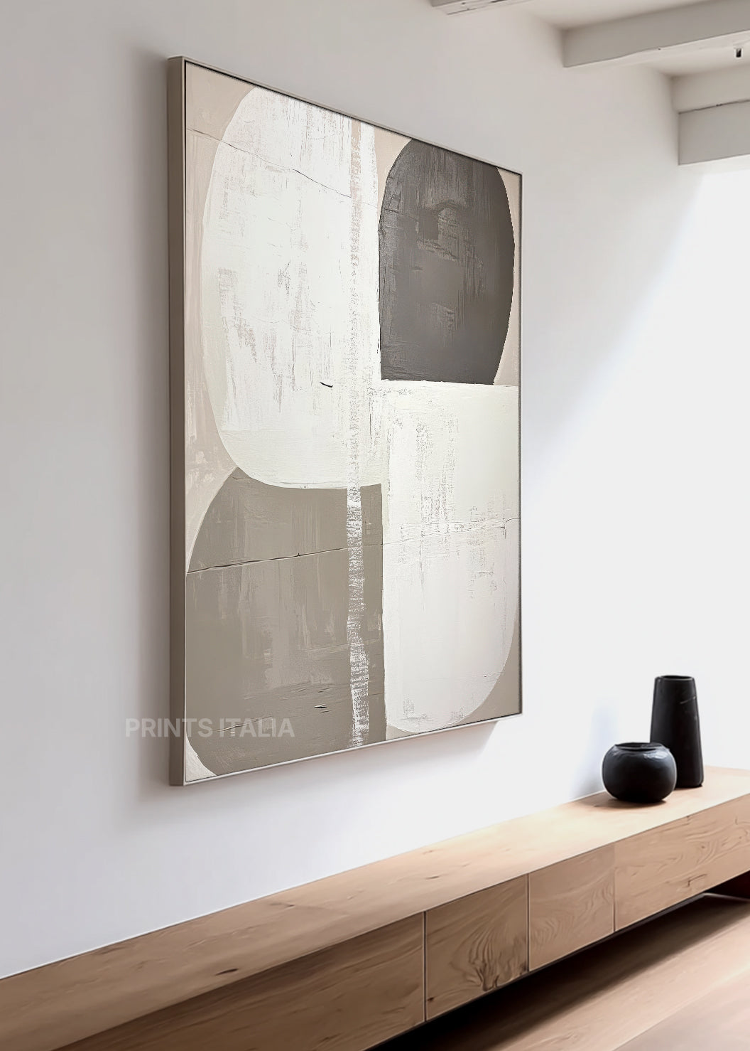 BRUMAE print displayed in a contemporary gallery, highlighting its gentle curves and tonal harmony