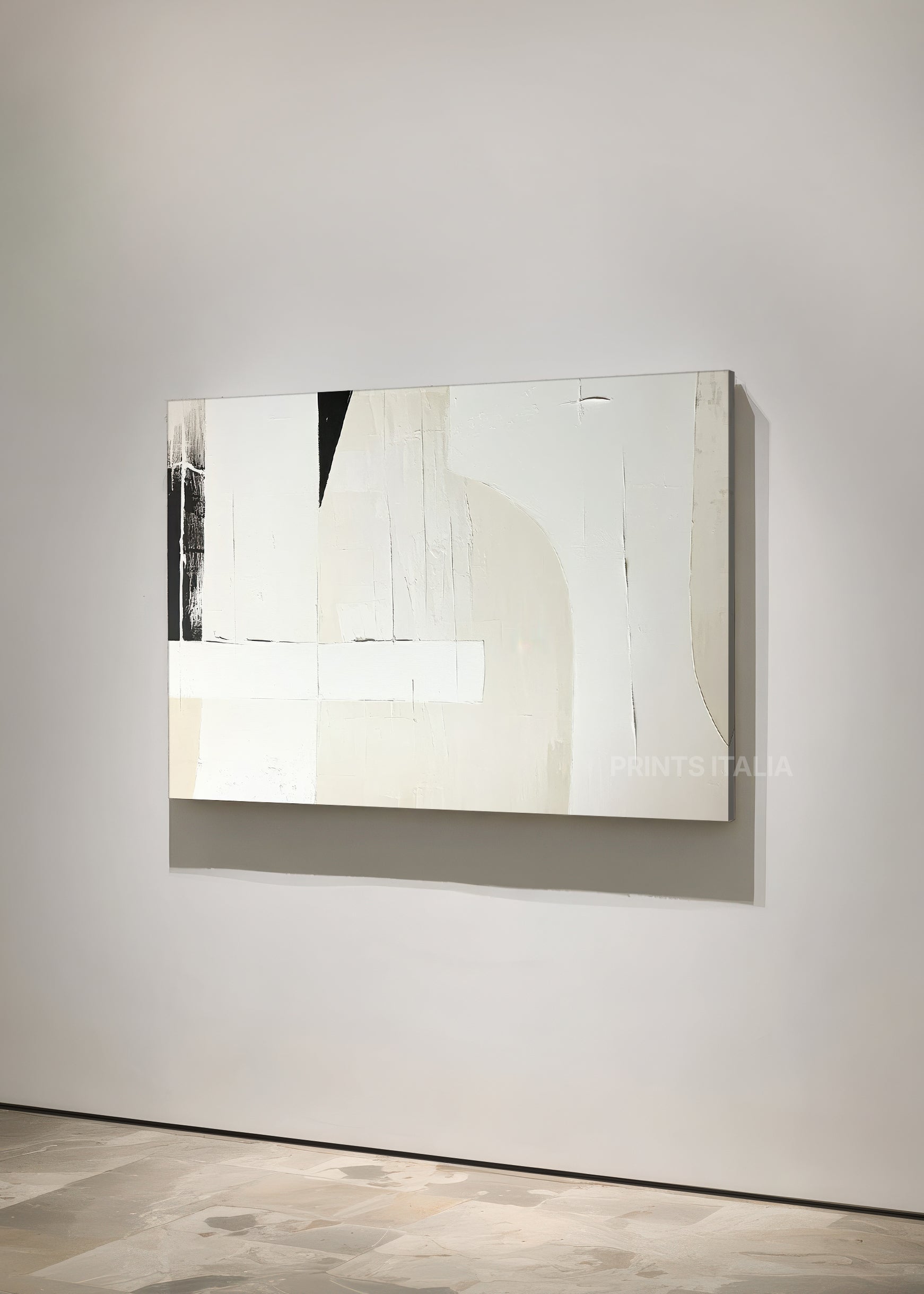 CALDRA abstract print styled in a minimalist space, emphasizing its calm palette and refined composition