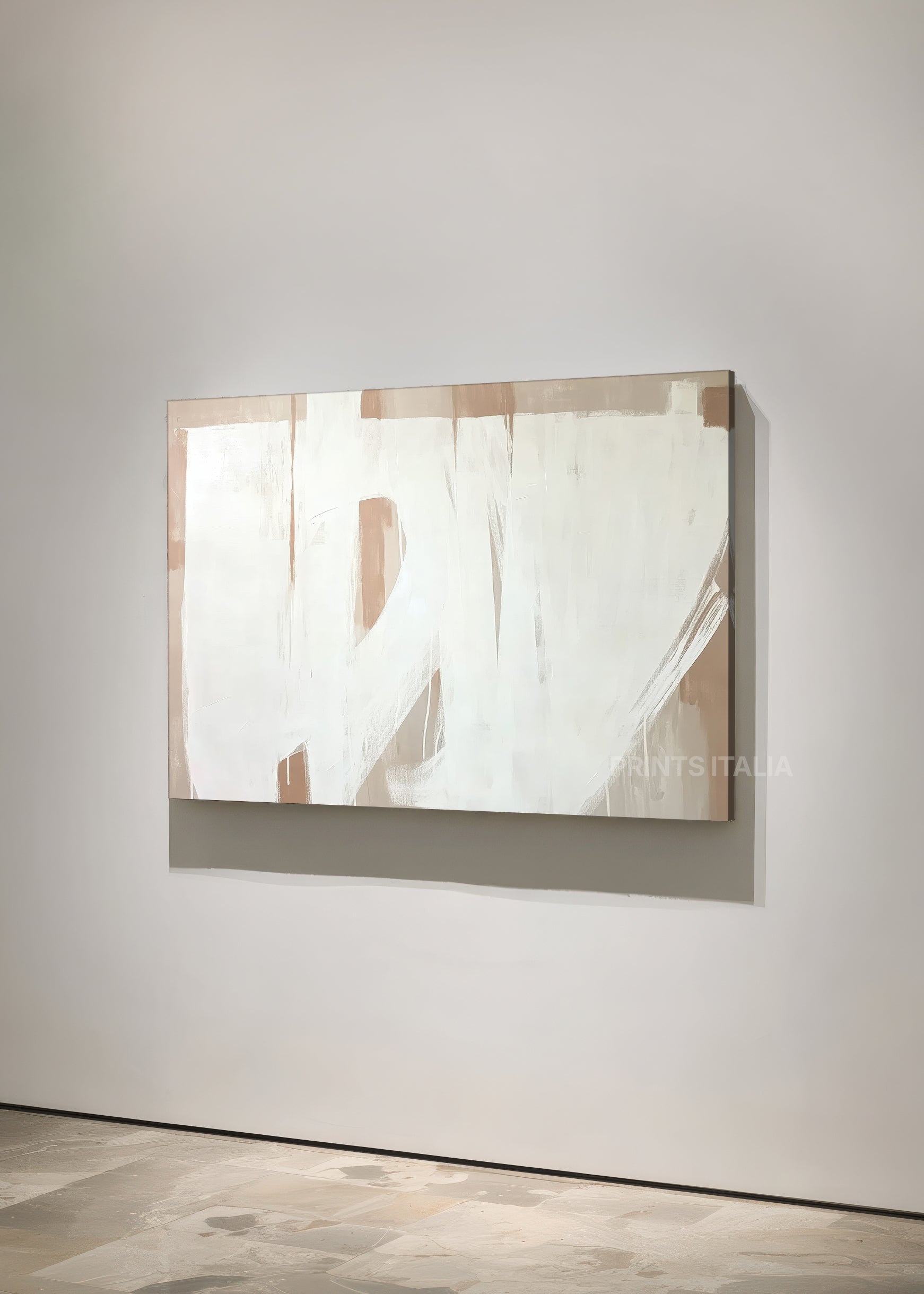 DARA abstract print – peaceful organic composition with soft beige and cream flowing forms