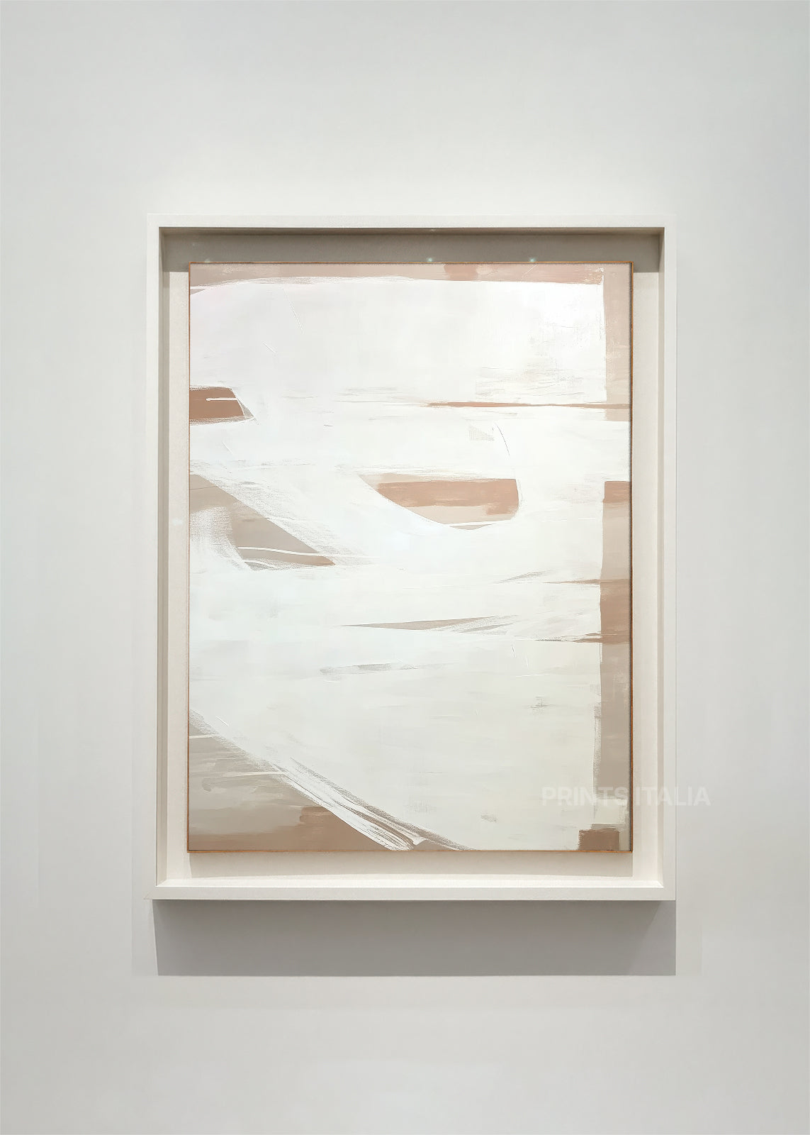 DARA abstract art print framed – soft flowing forms in warm beige and cream with delicate layered composition