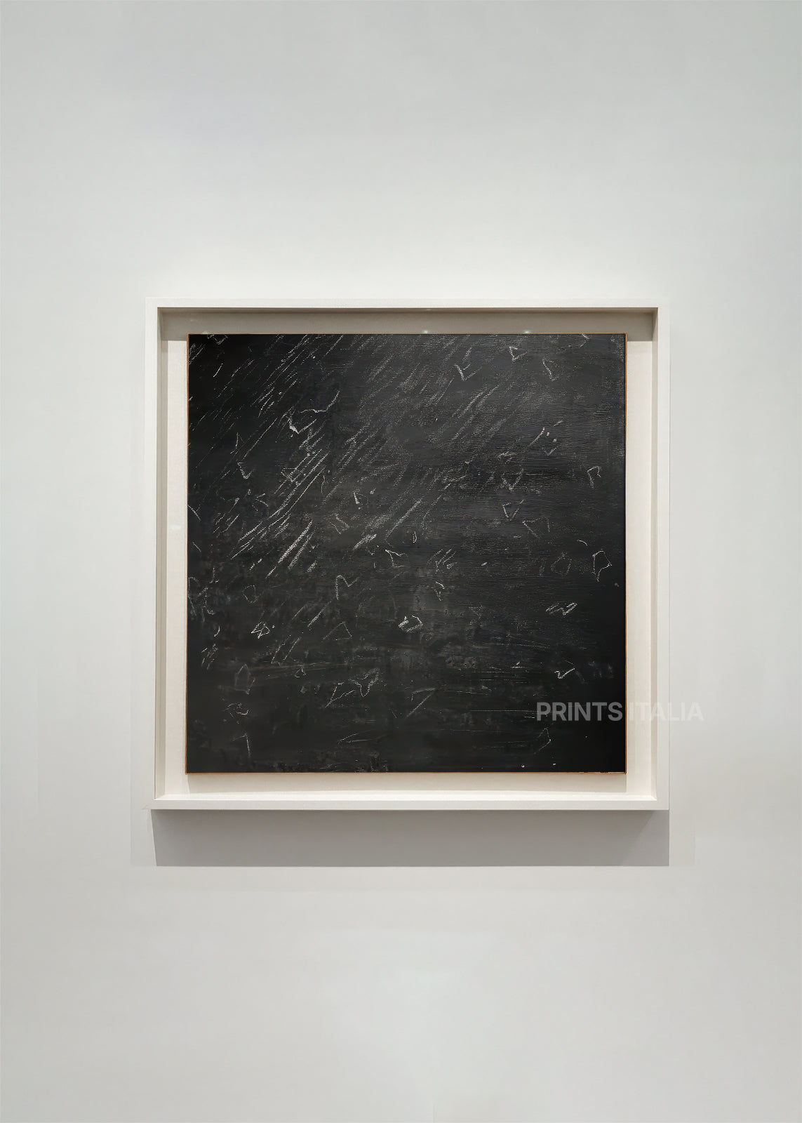 Devi abstract textured art print featuring expressive mark-making in deep charcoal and black tones
