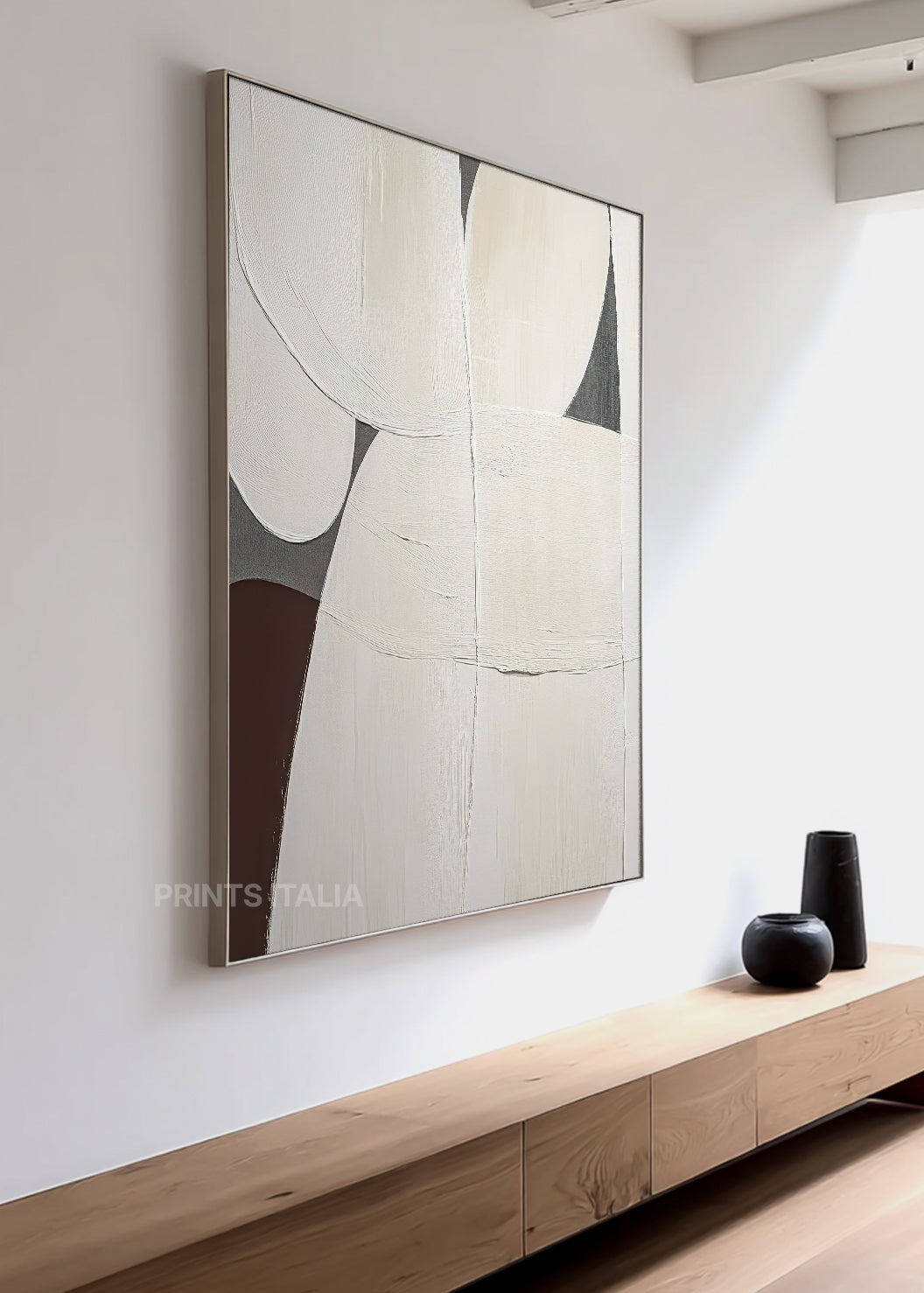 ELJA print showing layered white surfaces, crisp incised lines, and gentle shadow play for a sculptural effect