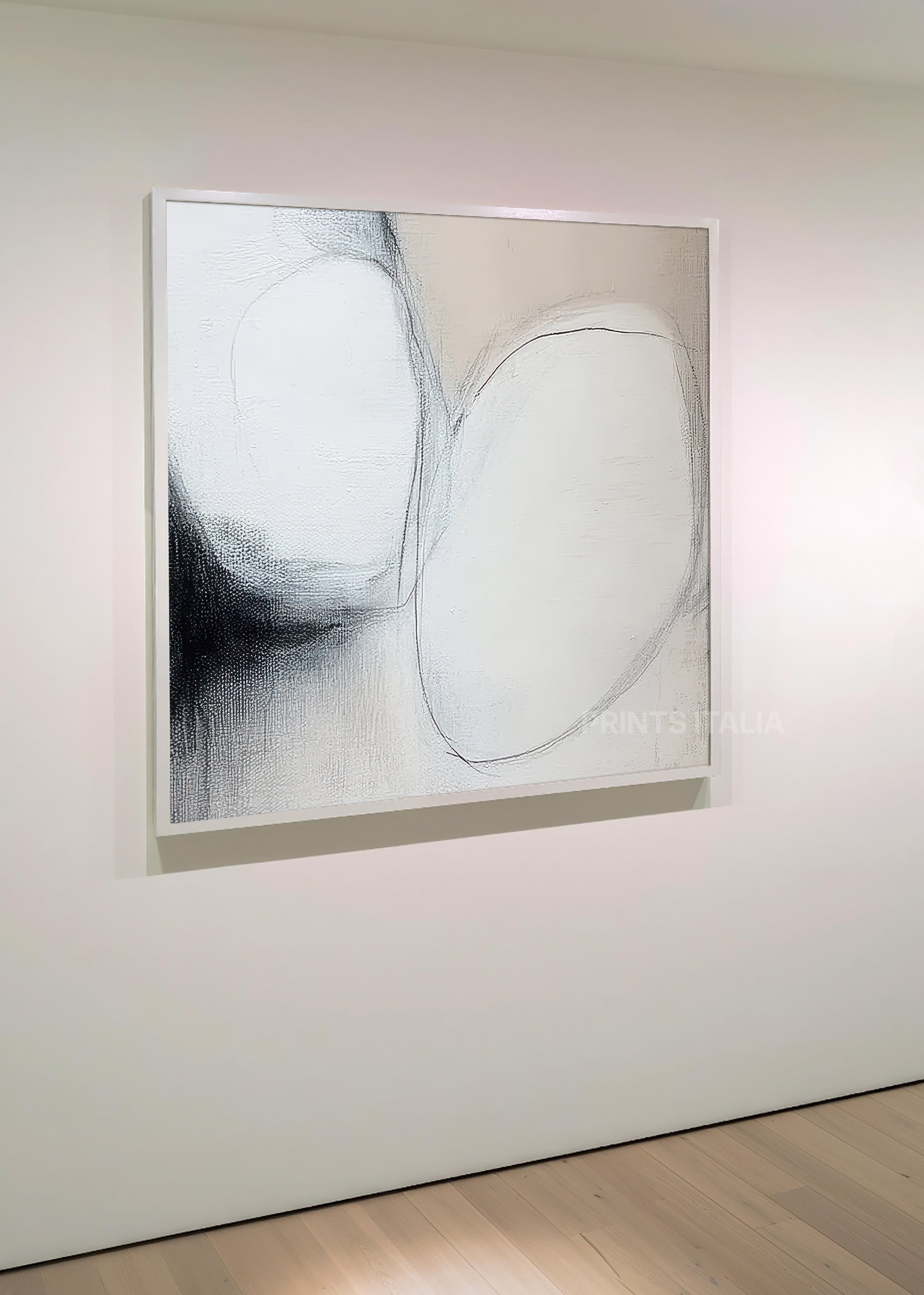 INARI print displayed in a minimalist gallery, highlighting its gentle contours and airy negative space