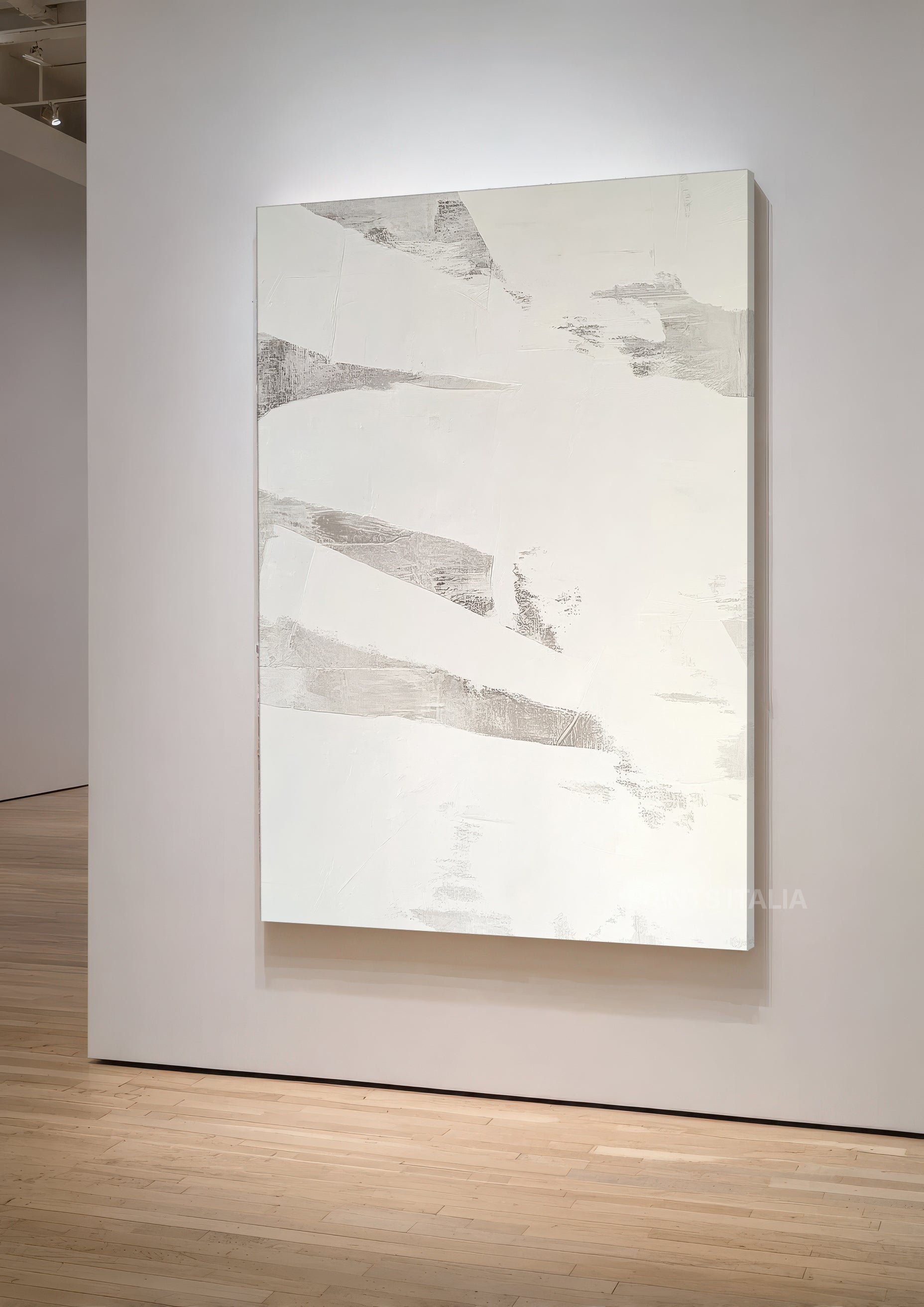 modern paitning - gray paint layers creating misty atmospheric depth and tranquil movement