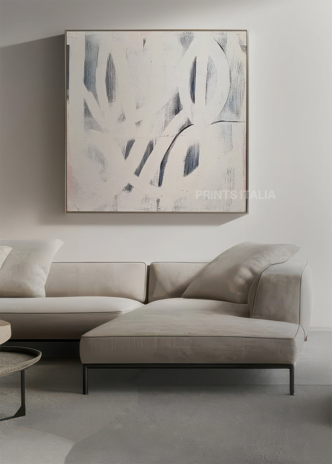 ISMERE abstract print styled in a calm, light-filled space, emphasizing its gentle palette and tranquil composition
