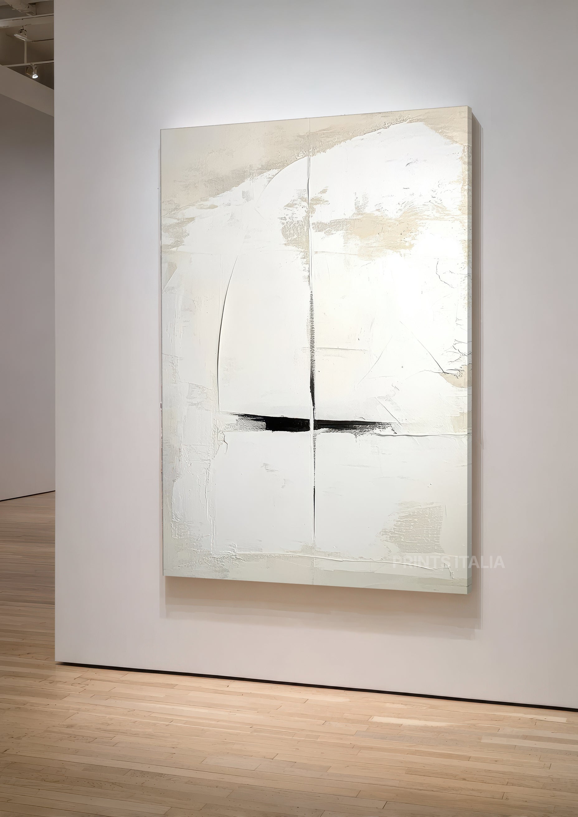 KAEN print showing gentle intersecting lines and delicate marks with peaceful composition on cream
