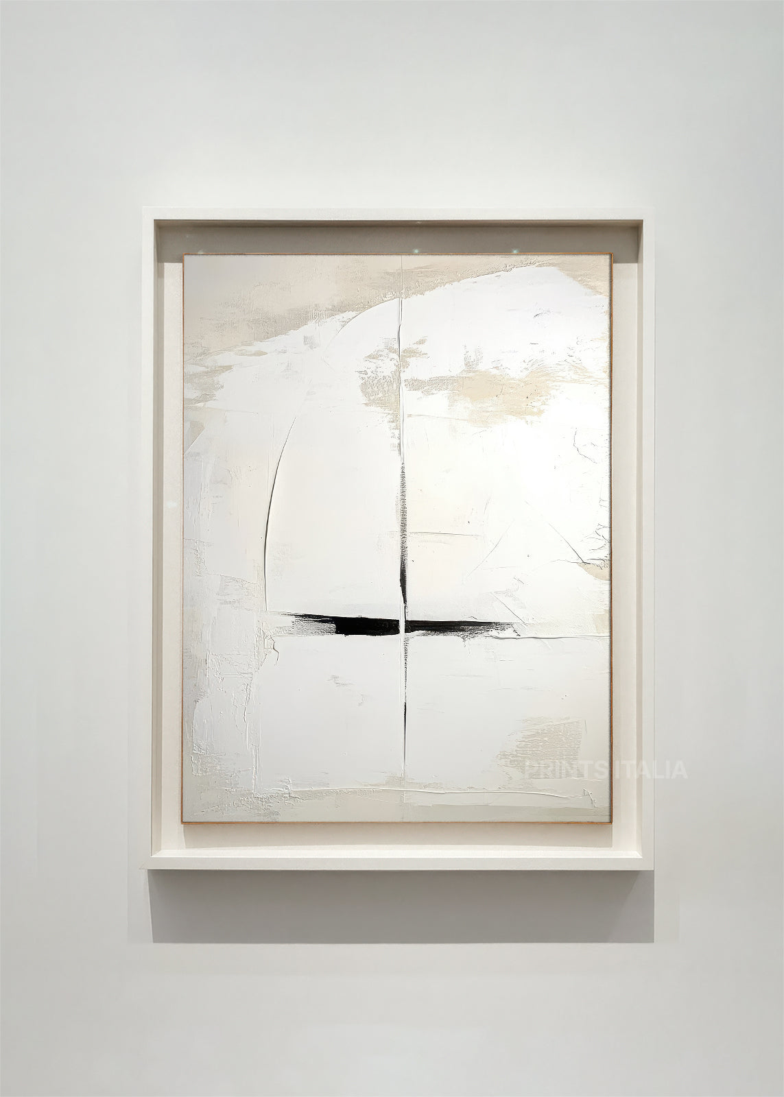 KAEN abstract art print framed – subtle intersecting lines with delicate marks on soft cream background - digital download