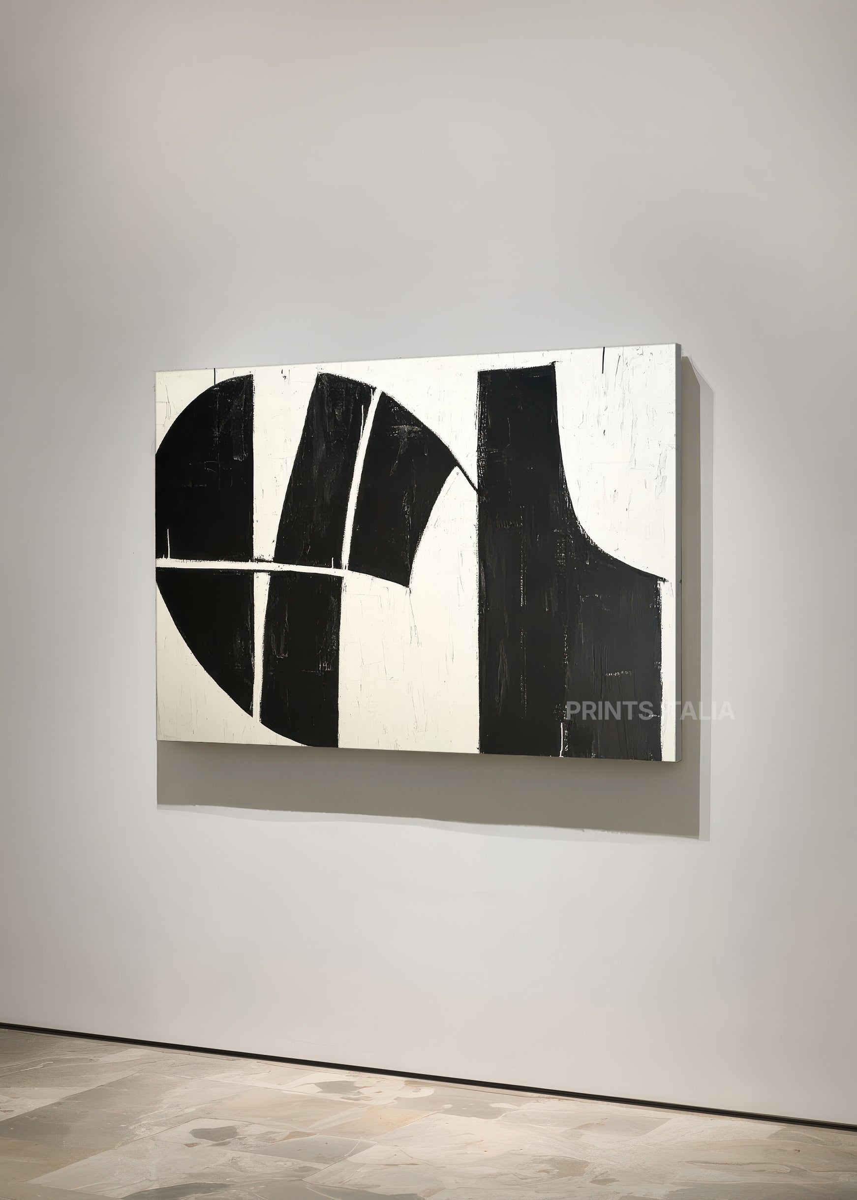 KINOA abstract painting – striking black and white design with architectural lines - digital download