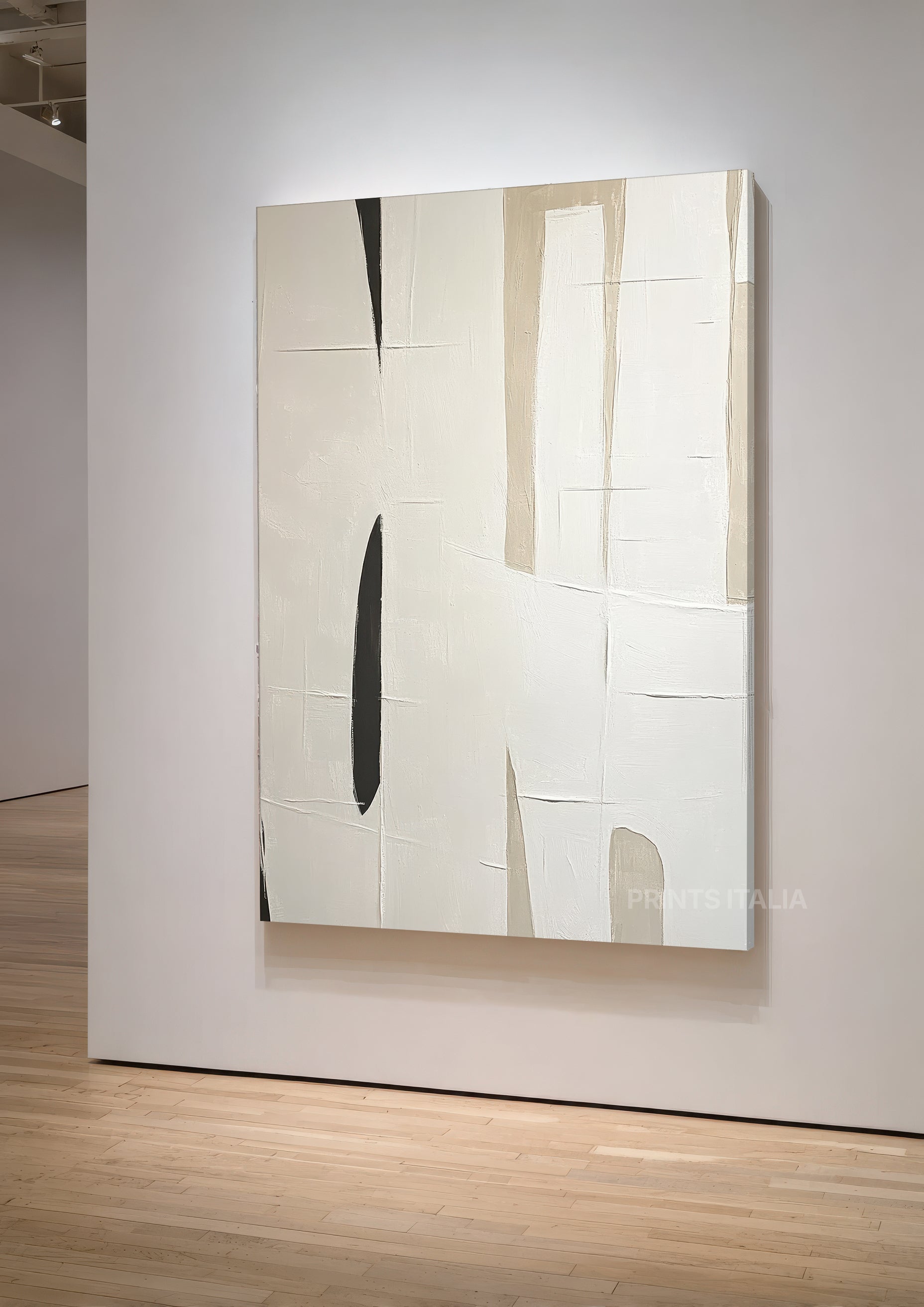 Luma neutral abstract art print displayed in modern living room interior design