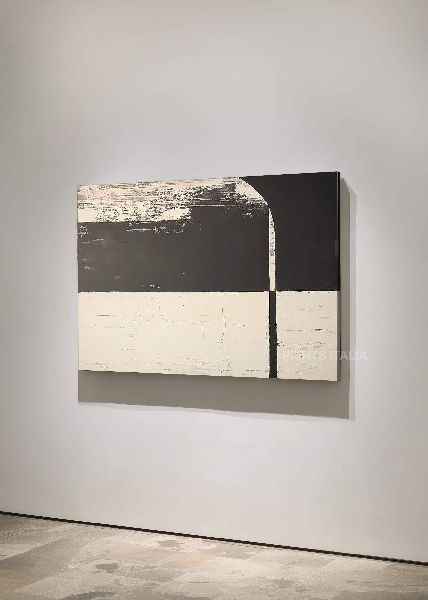 KIVA abstract print – modern architectural composition with bold charcoal and cream geometric forms