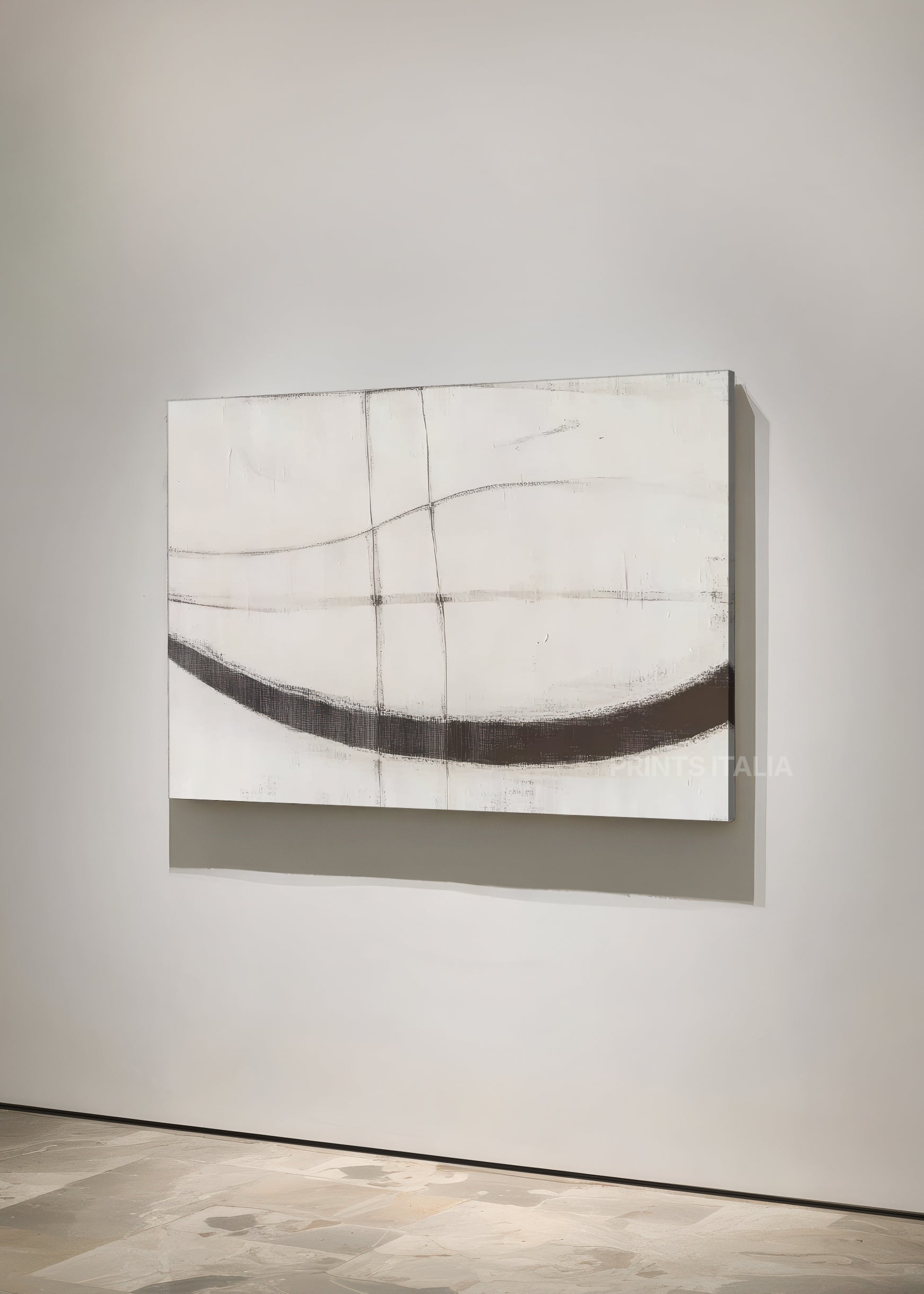 Unframed KIVAE art print with neutral abstract arc and delicate architectural lines
