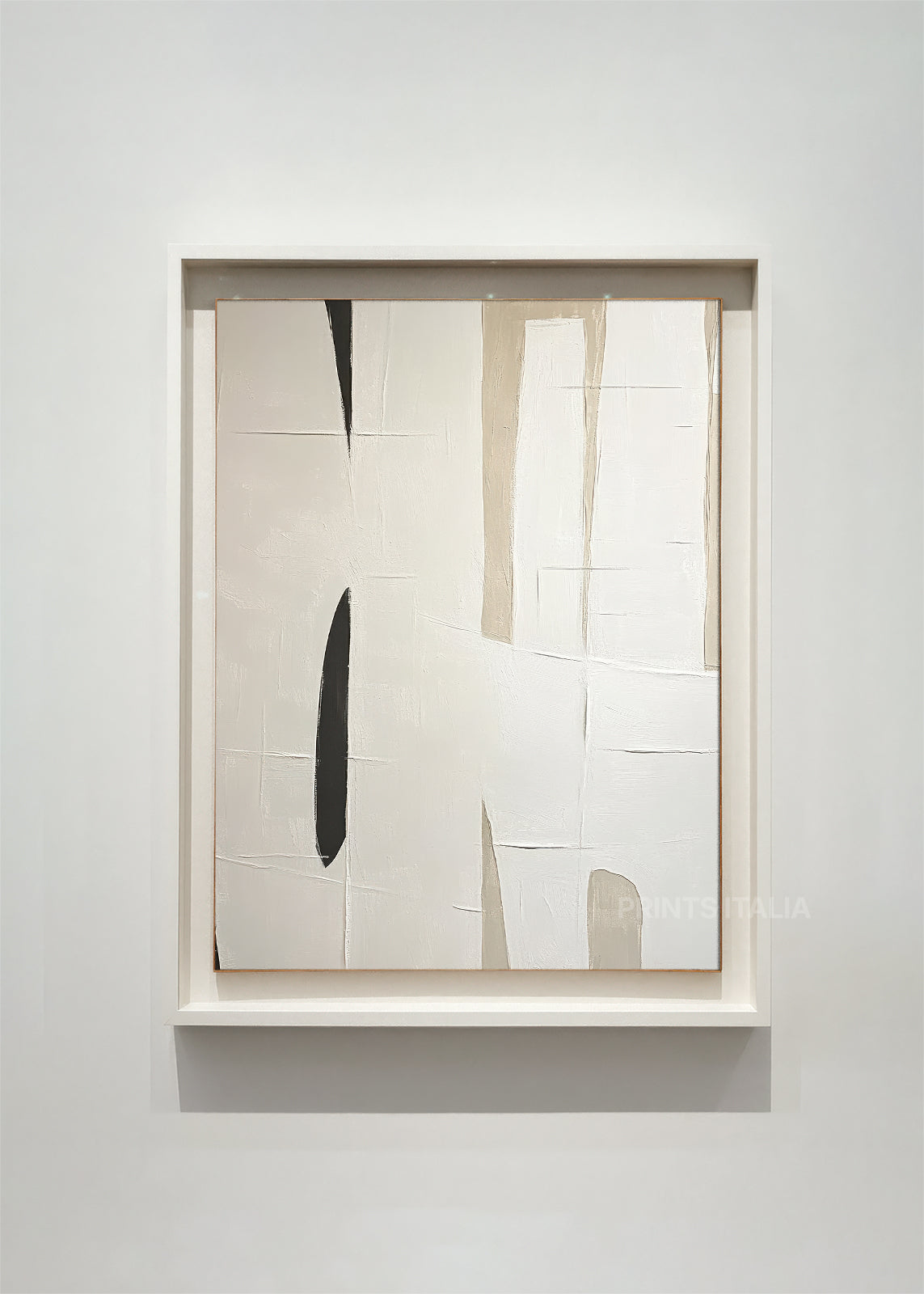 Luma abstract minimalist art print featuring geometric forms in neutral cream beige tones with black accents