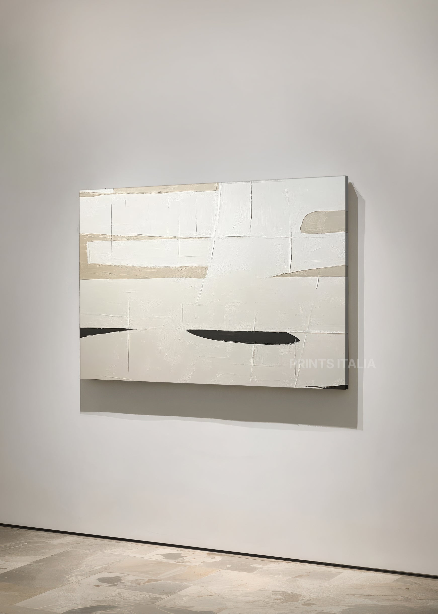 Luma minimalist abstract print mounted on wall showing clean geometric composition