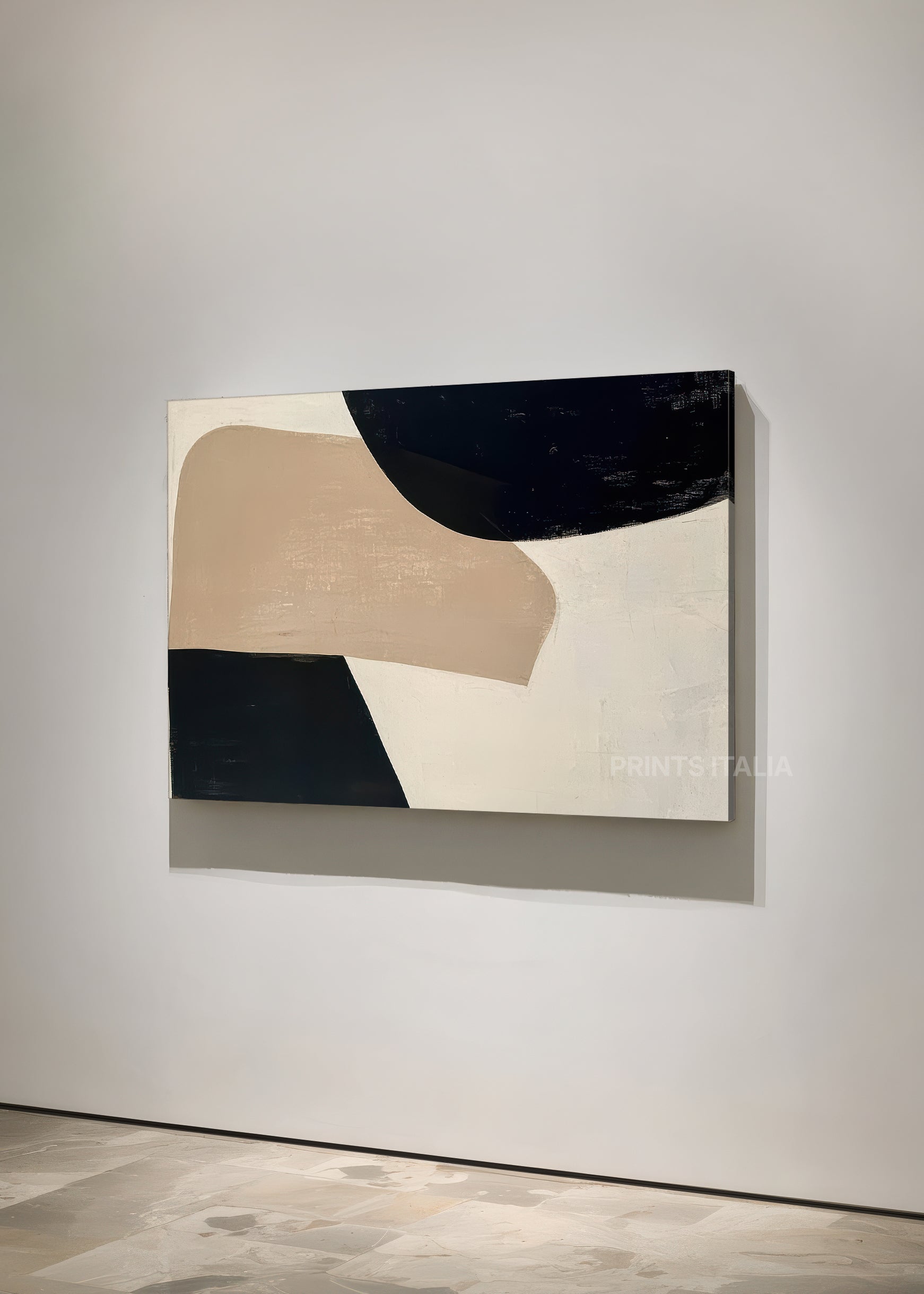 LUNESSA print displayed in a contemporary gallery, highlighting its organic shapes and tonal harmony