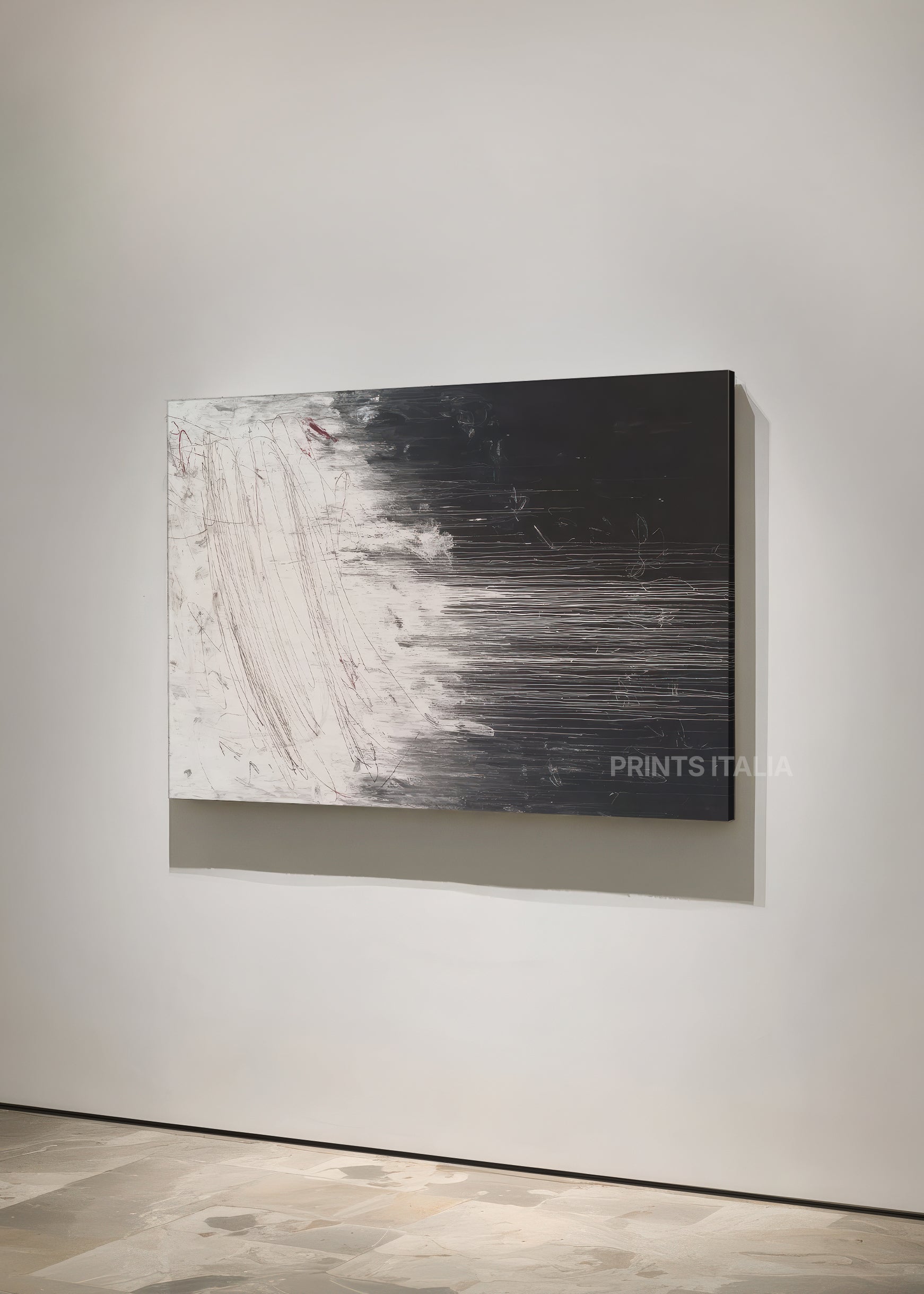 MAELI abstract print – bold black and white composition with energetic texture