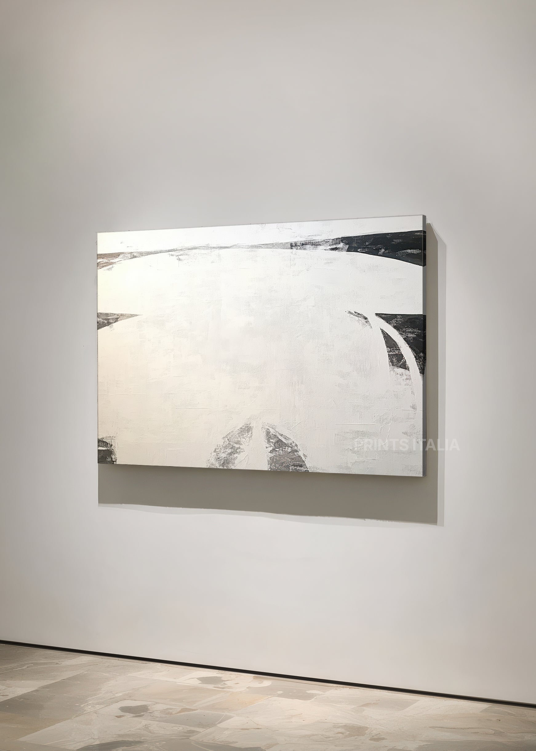 MIREV abstract print – peaceful modern composition with subtle gray elements on cream background