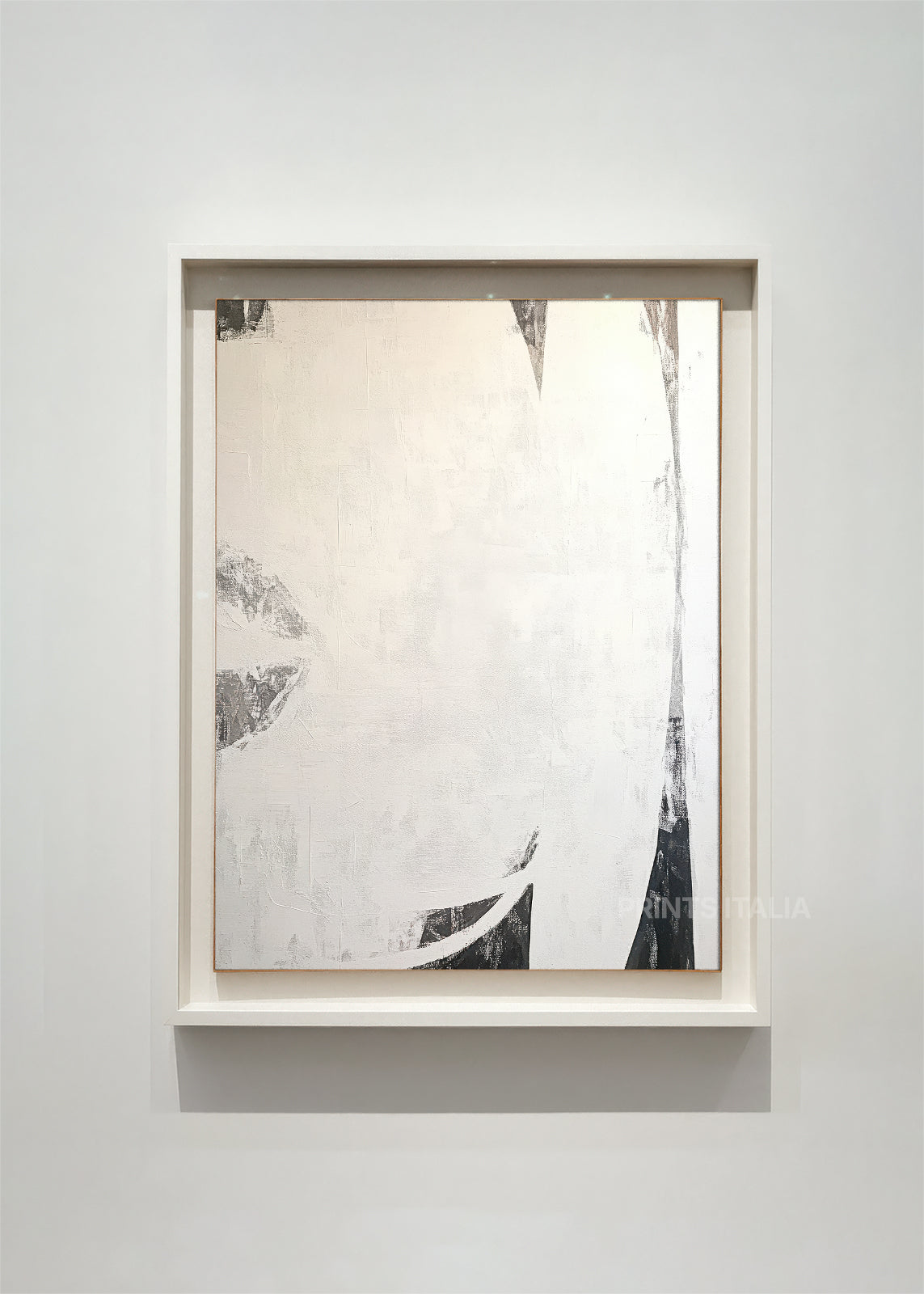 MIREV abstract art print – subtle marks and gentle forms in soft gray on cream with delicate organic elements