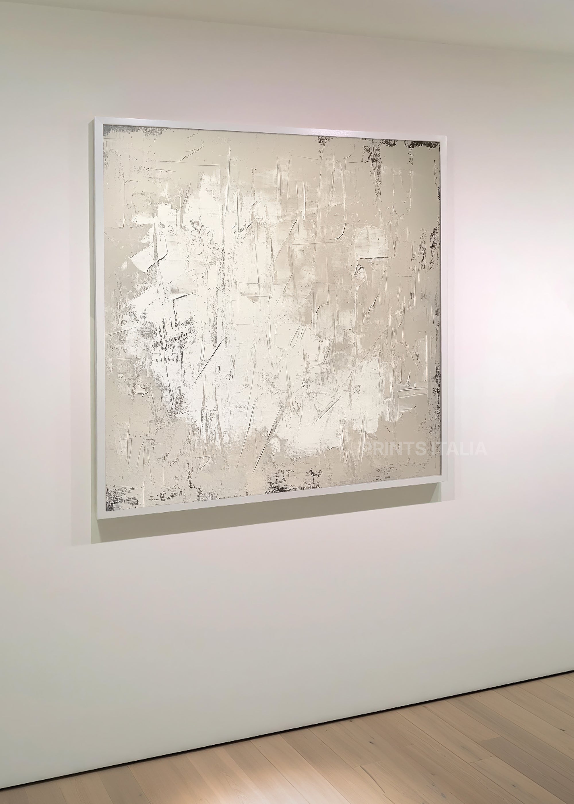 Beige minimalist abstract art print with soft texture and layered composition – Kira by Prints Italia