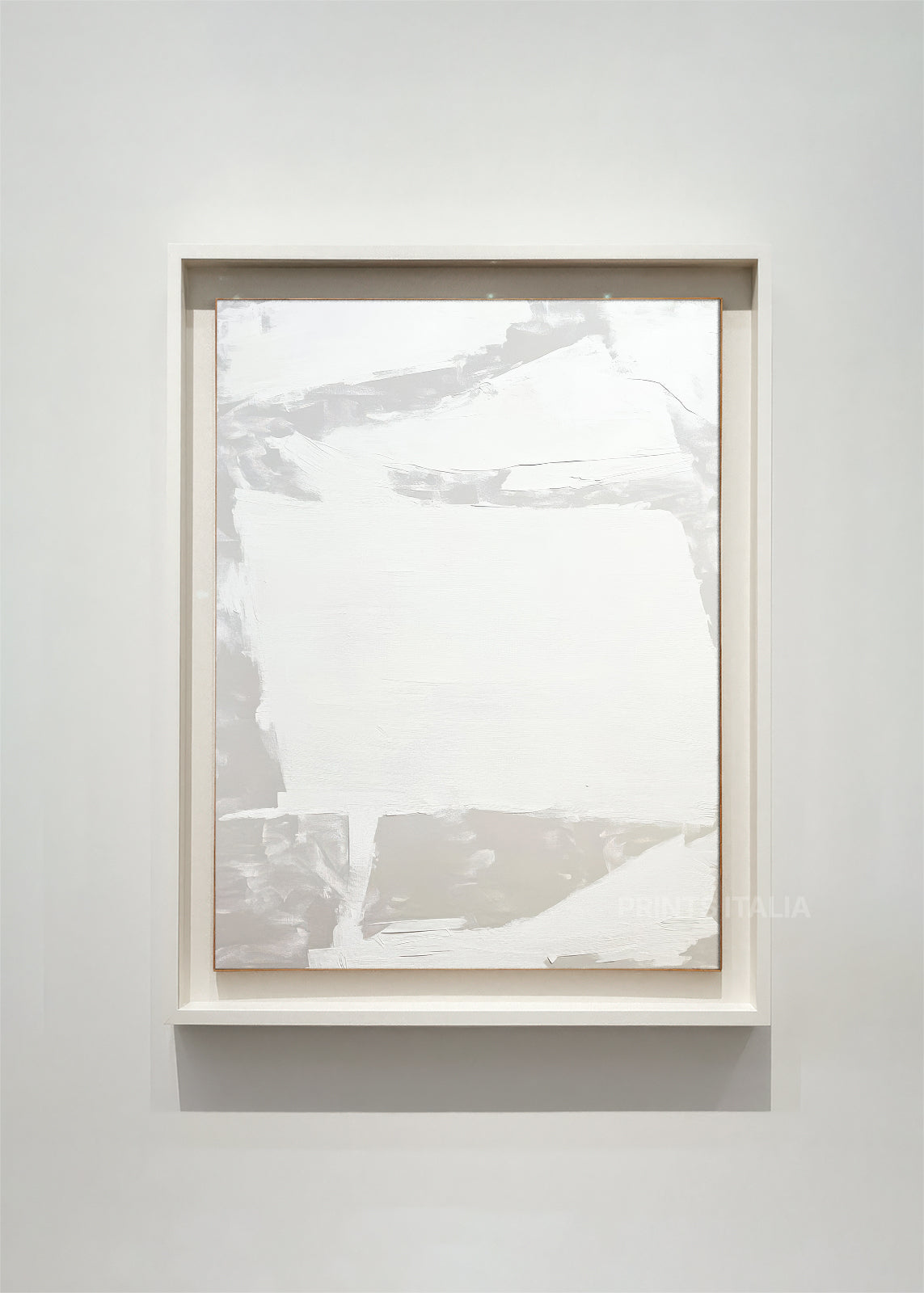NIMYA abstract art print framed – softly layered ivory and taupe forms with delicate linear accents