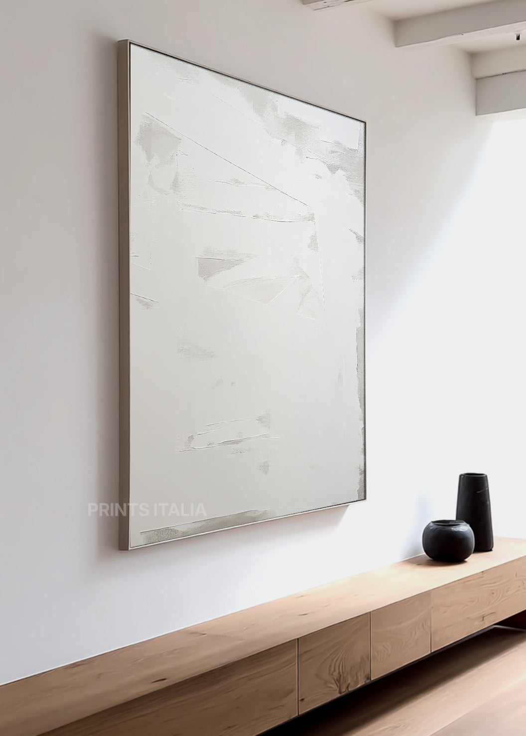 NIVARA print showing delicate white texture, gentle tonal shifts, and refined minimalist detail