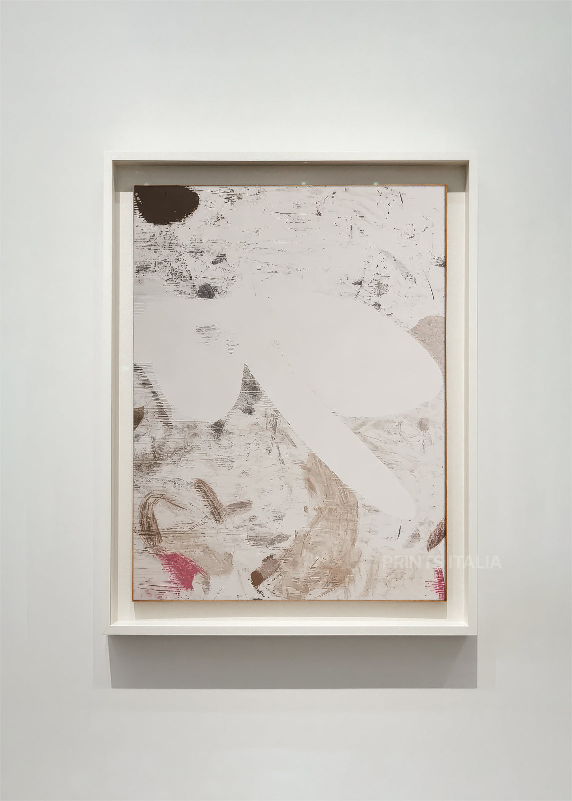Close-up of NOA abstract print showing painterly textures and earthy brushwork