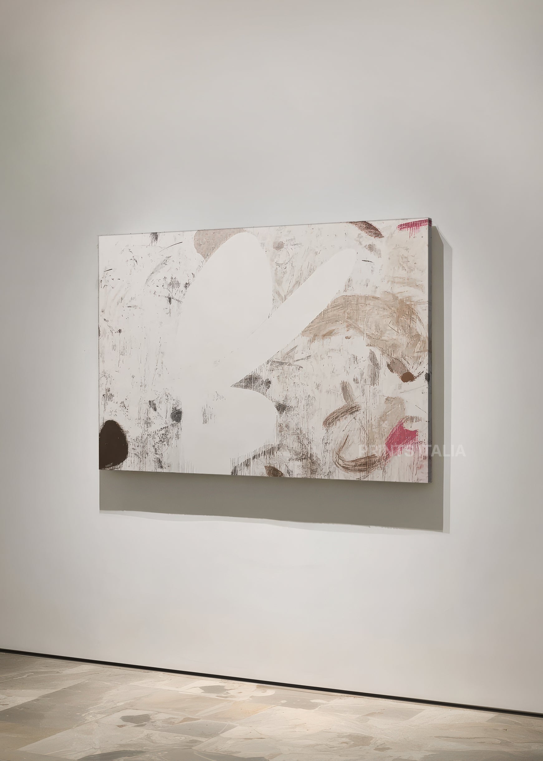 Unframed version of NOA – expressive neutral abstract print with organic forms and blush detai
