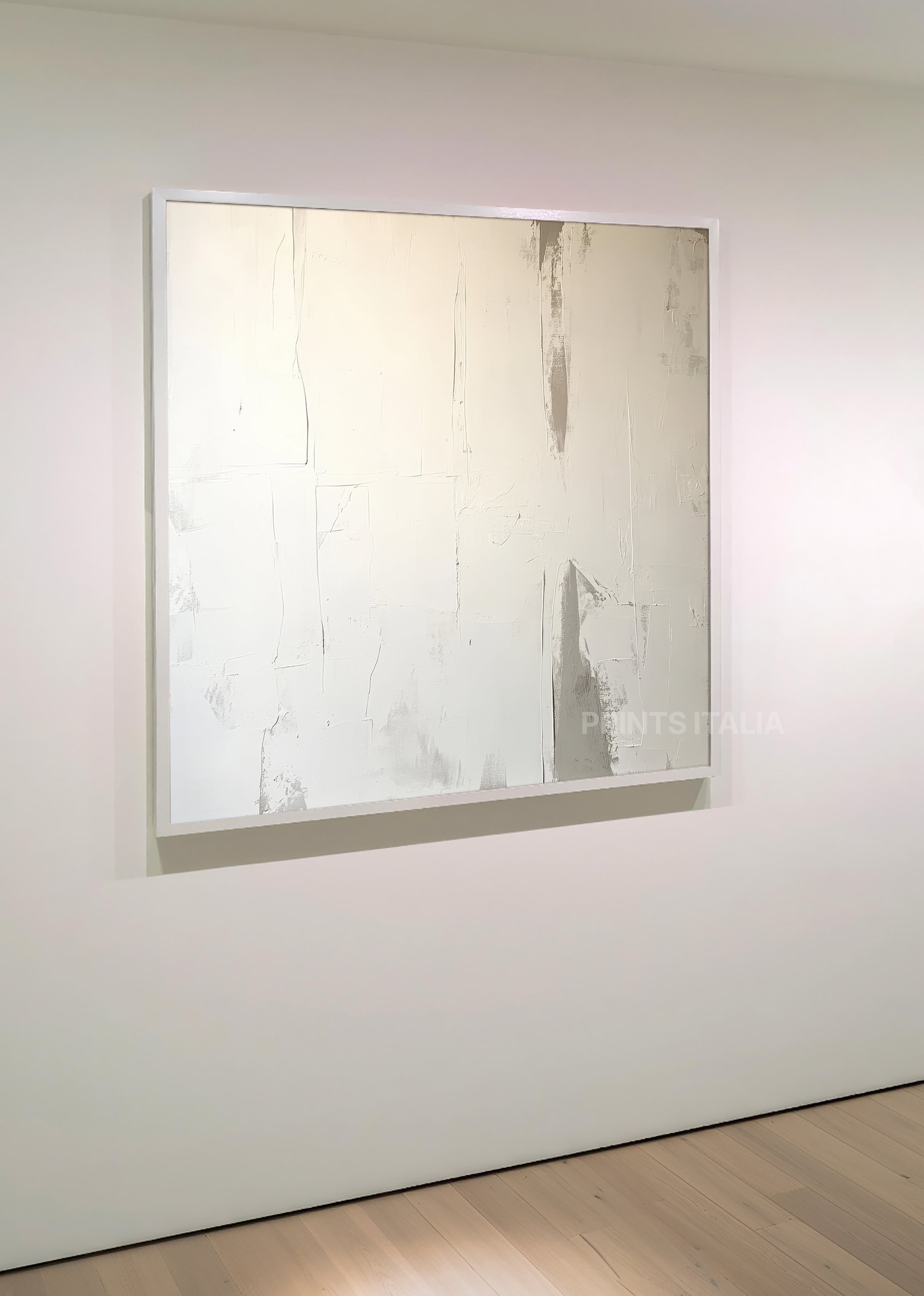 White minimalist abstract art print with subtle texture and balanced composition – Noor by Prints Italia