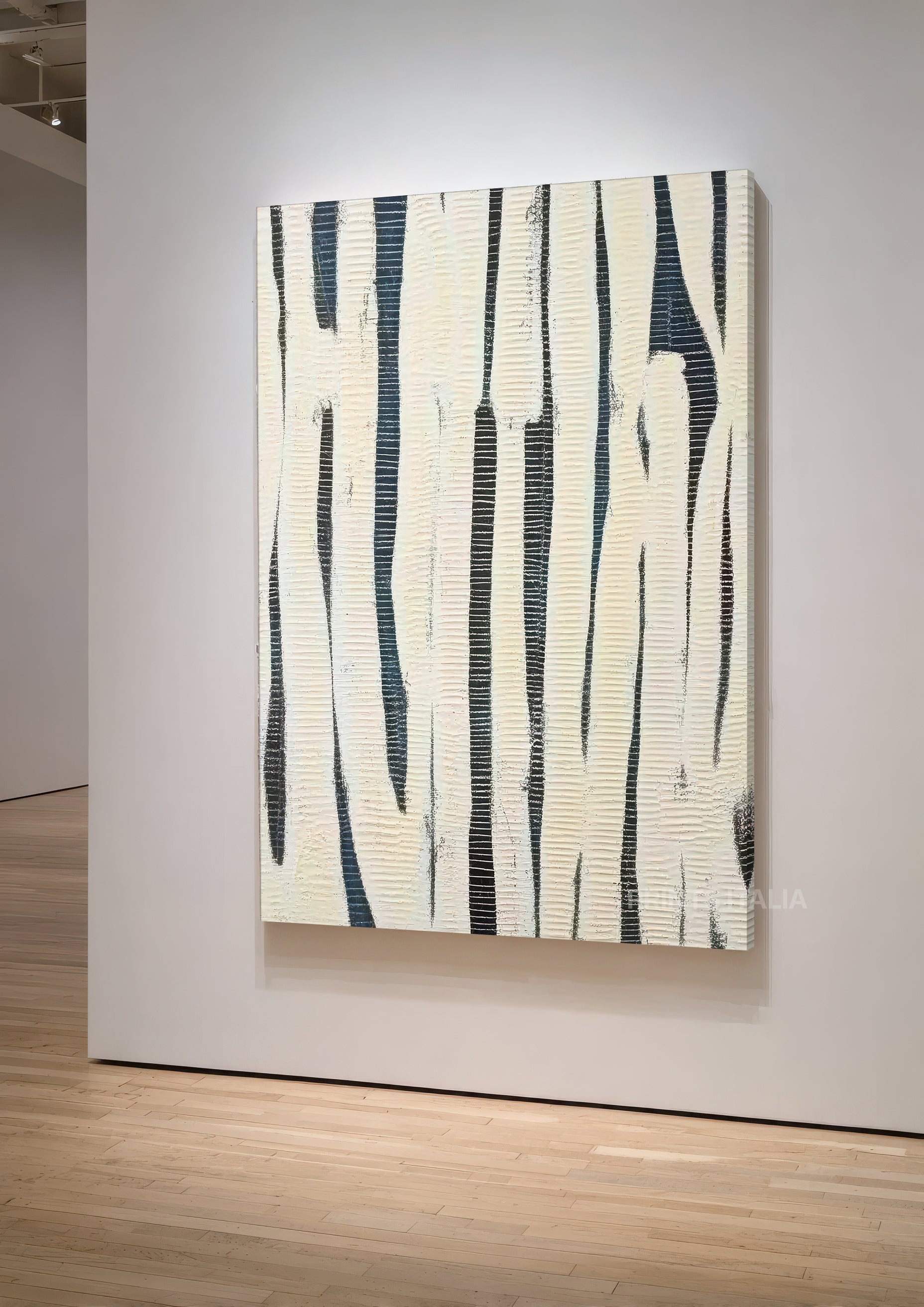 NUMA abstract artwork showing varied linear brushwork and rhythmic vertical patterns
