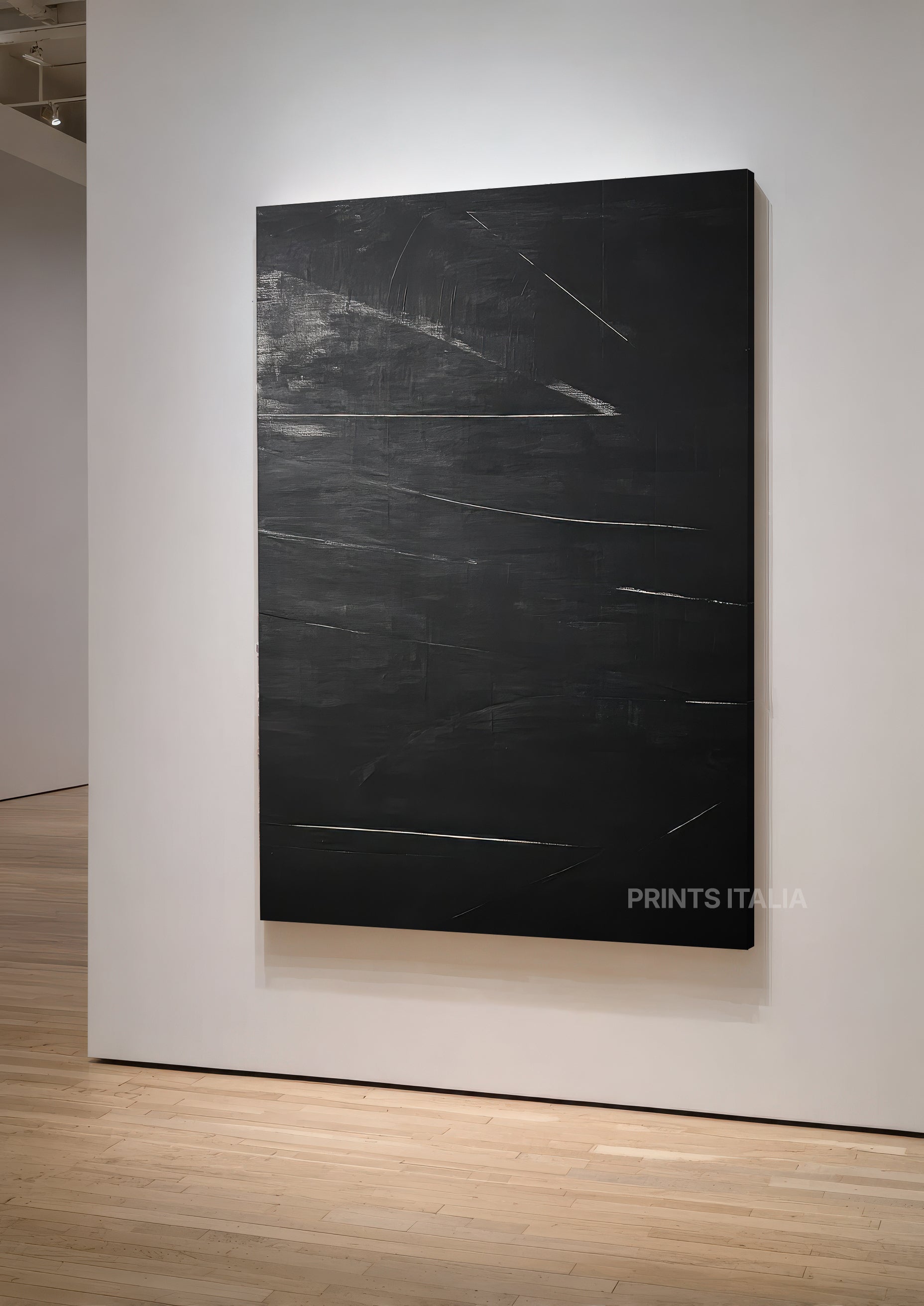 black abstract artwork showing rich tonal layers and atmospheric depth