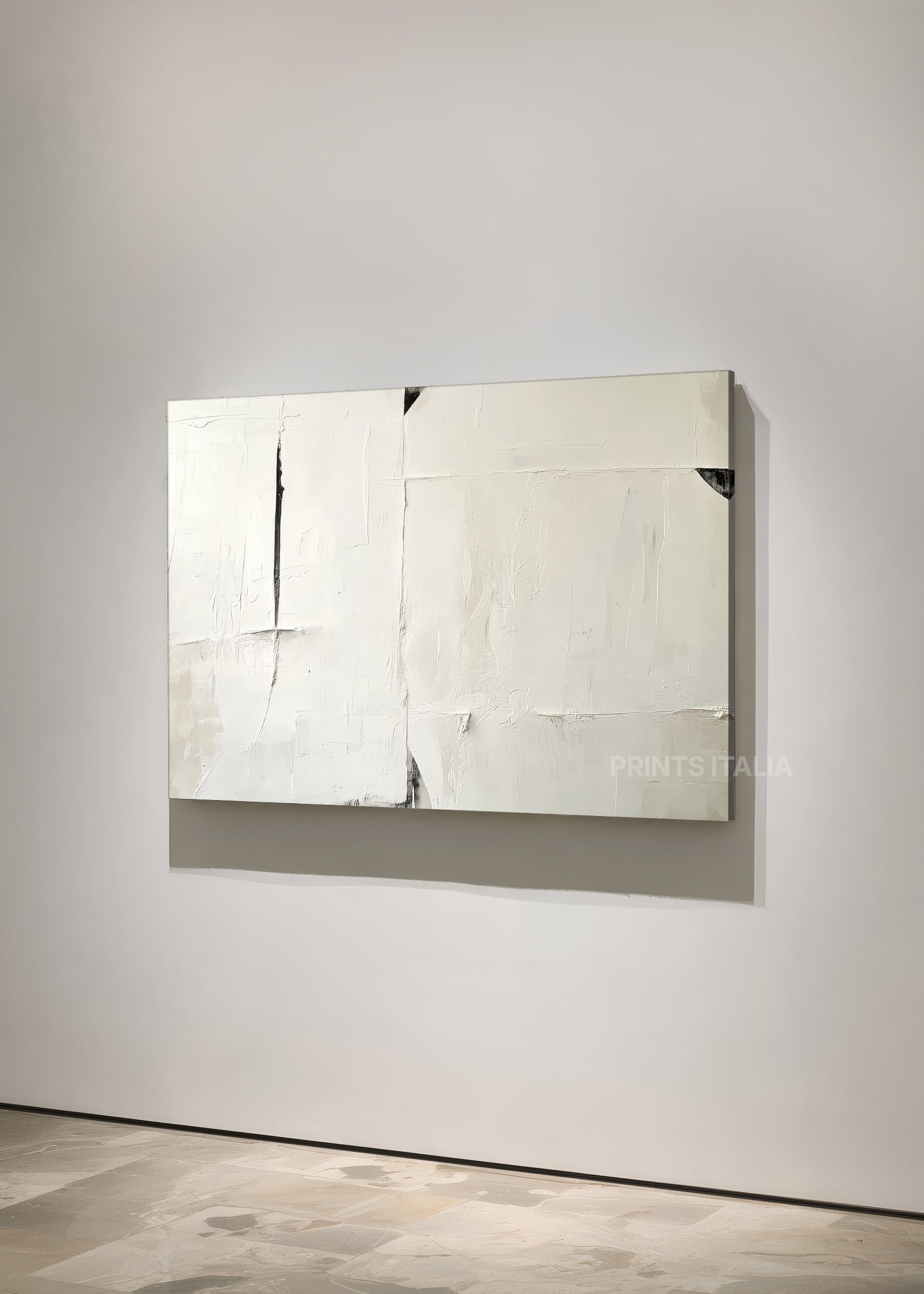 ORIYA showcasing the power of emptiness with strategic black linear interruptions on pure white backdrop