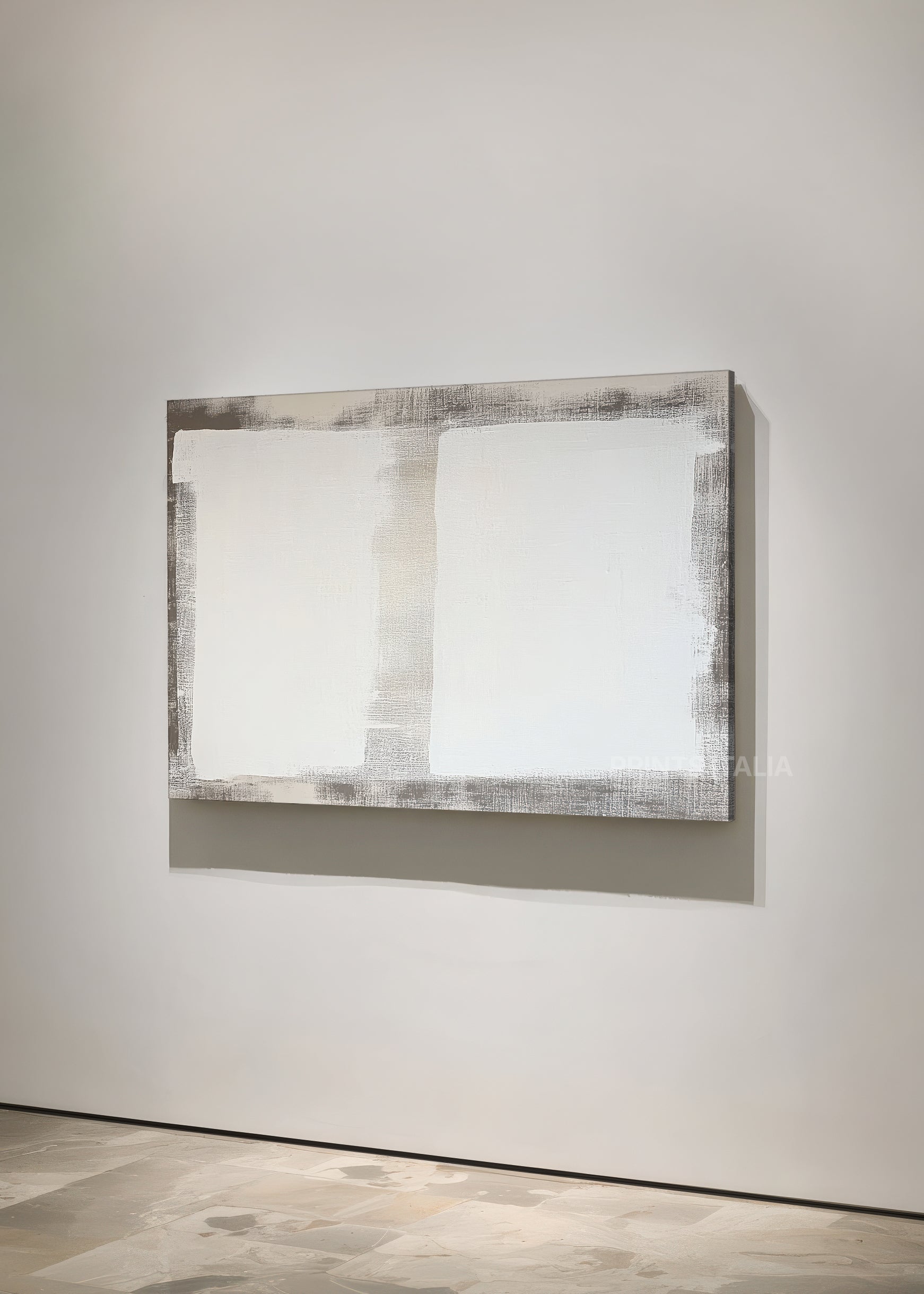OVREYA abstract print styled in a tranquil, light-filled space, emphasizing its gentle palette and minimalist composition