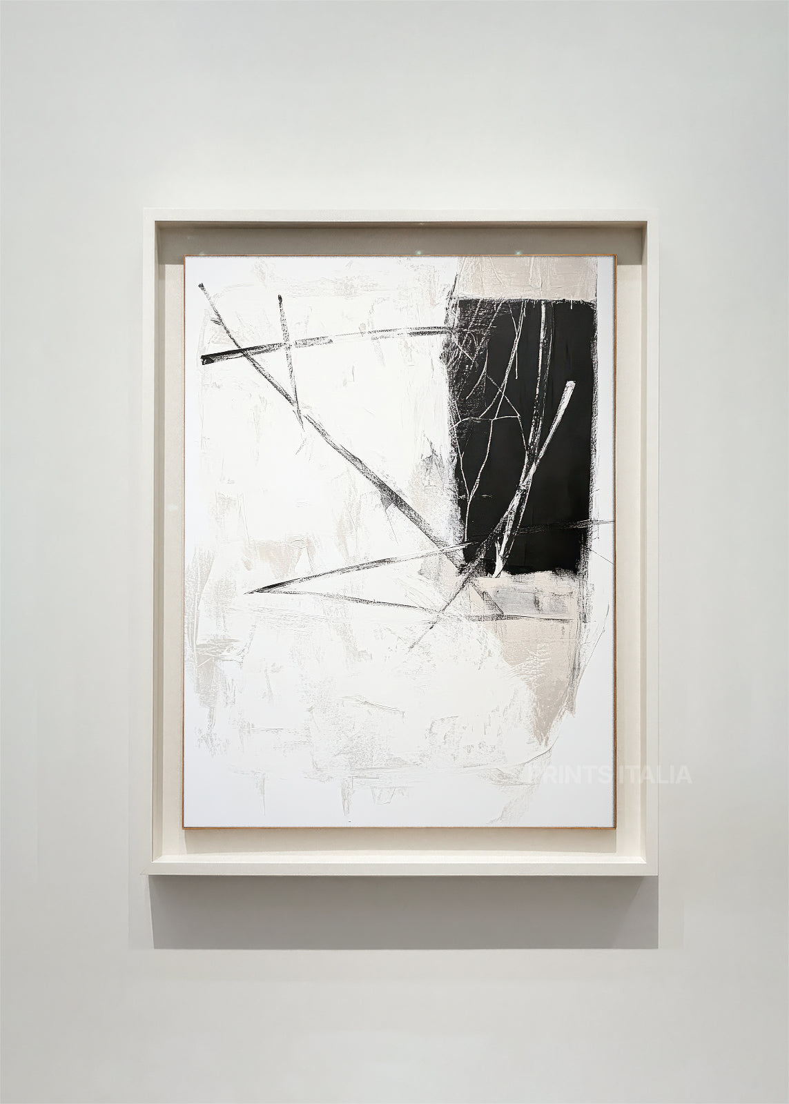 SAEL – framed dynamic abstract art print with bold charcoal strokes and geometric forms