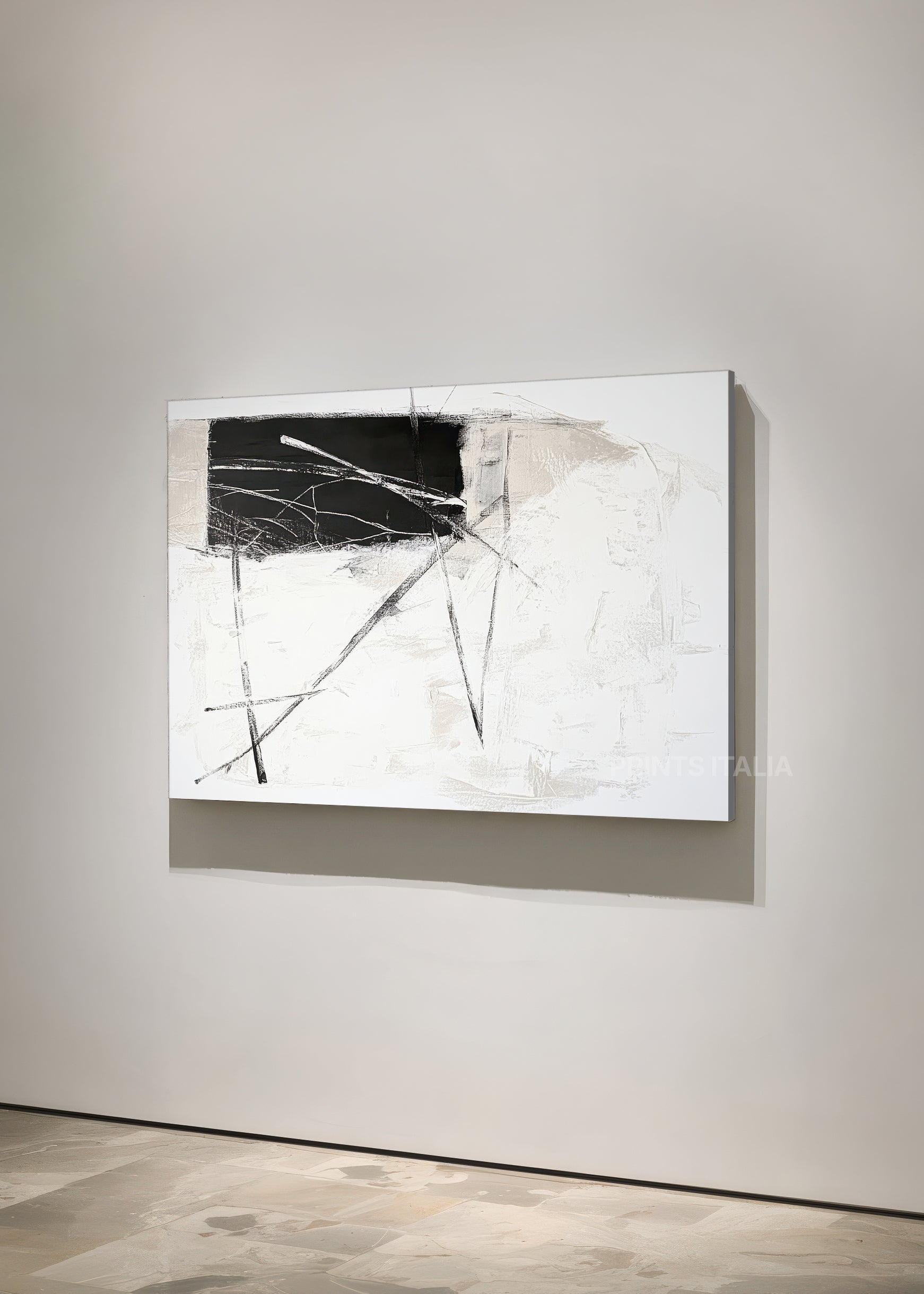 Unframed SAEL art print featuring dynamic charcoal composition with angular geometric elements