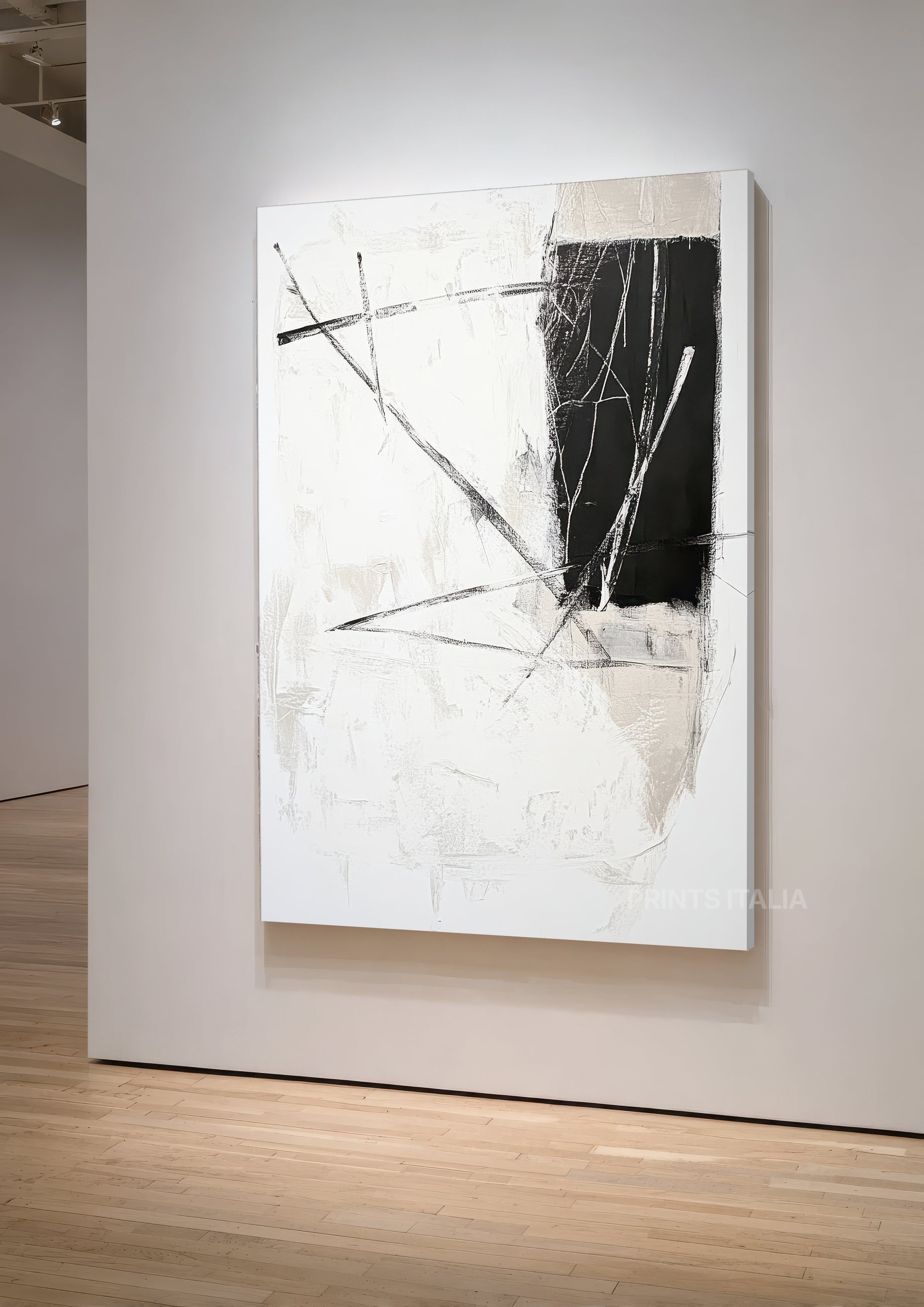 Close-up texture of SAEL abstract artwork showing expressive charcoal marks and gestural brushwork