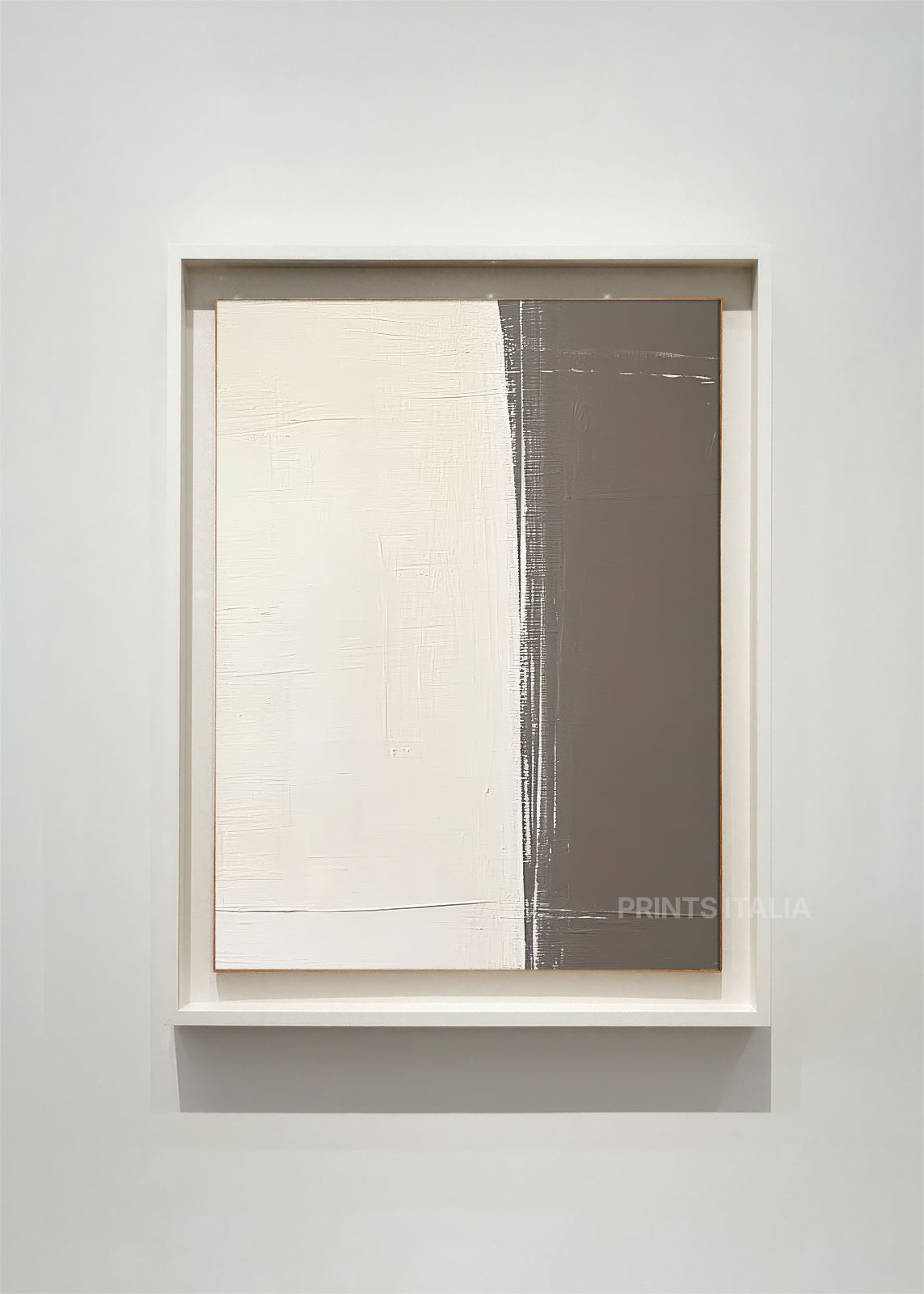 SAIRA – framed minimalist abstract art print with cream and charcoal dual-tone composition