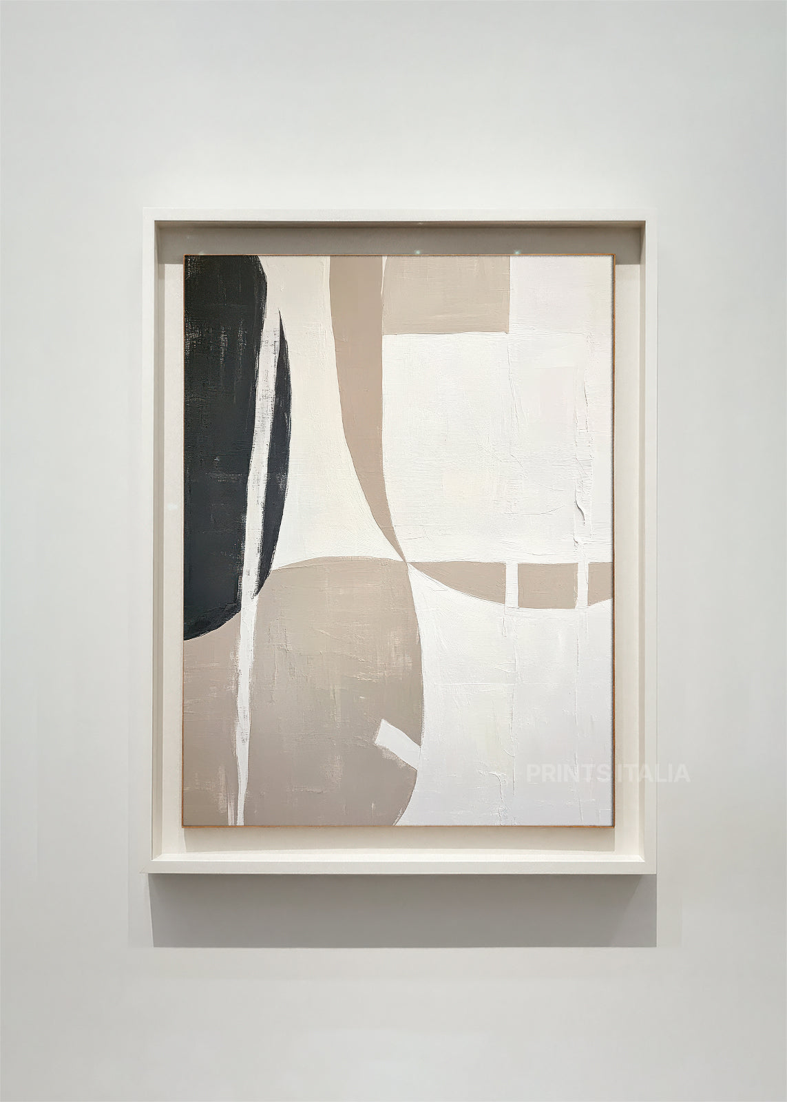 SELYN abstract art print – taupe, black, and ivory shapes in a modern composition