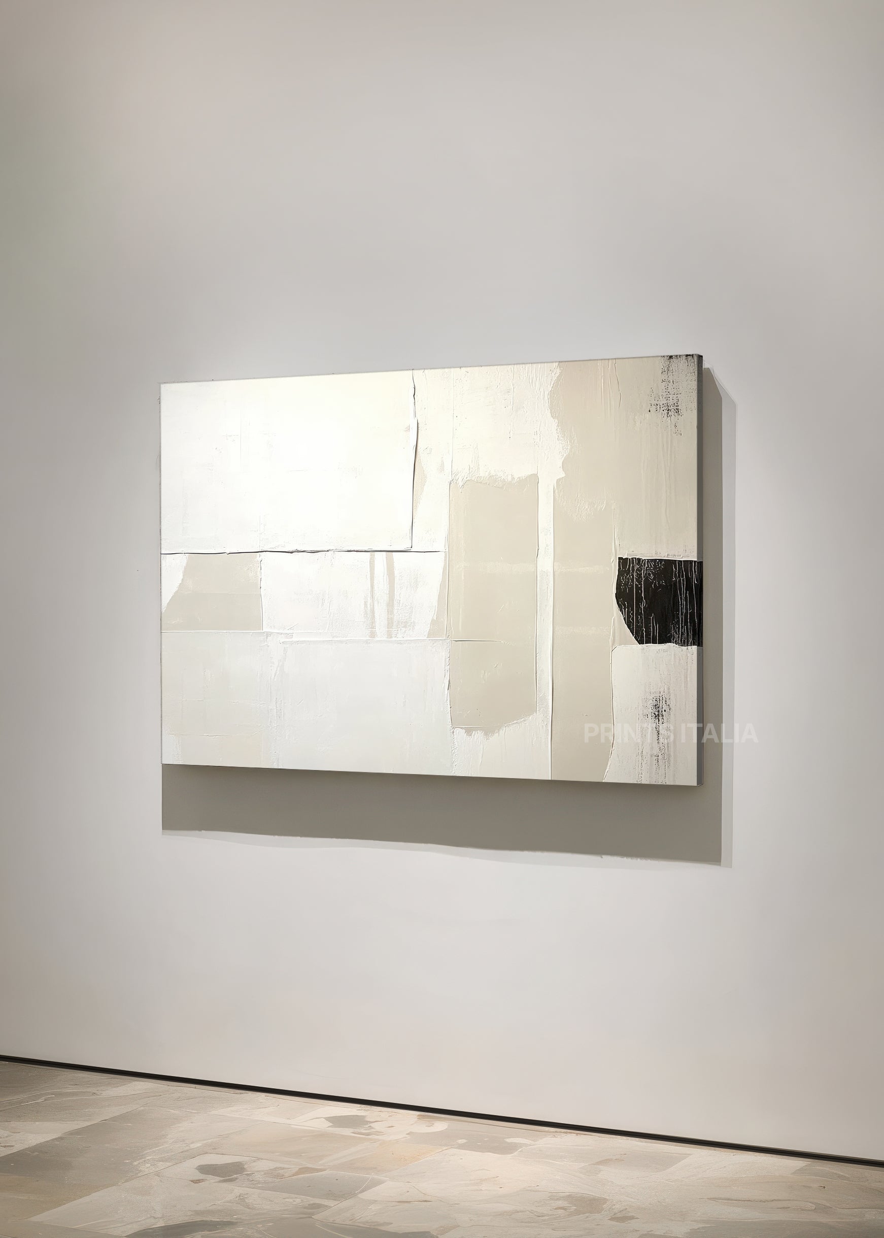 SOLINTH print displayed in a contemporary gallery, highlighting its gentle gradients and stark black contrast