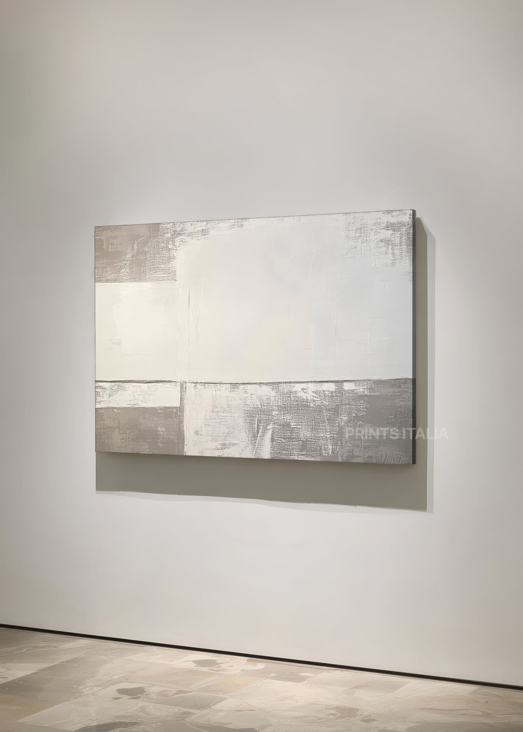 SOLITH print showing subtle white and slate textures, gentle tonal gradients, and refined surface detail