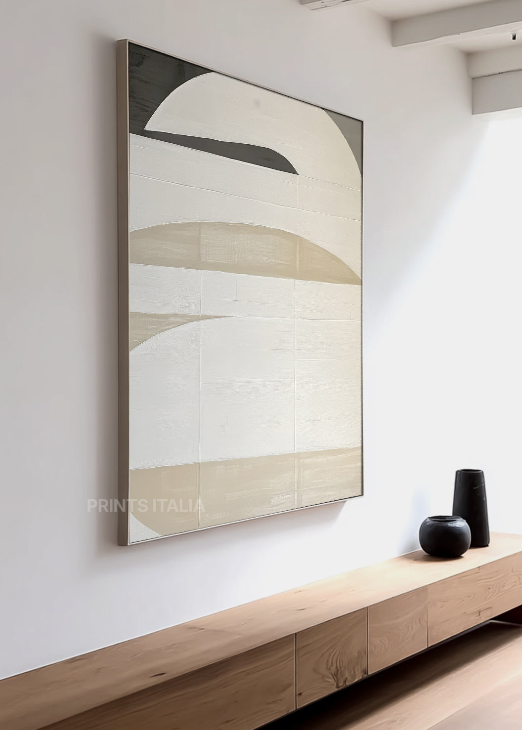 TAELUN abstract print styled in a calm, light-filled space, emphasizing its harmonious layers and subtle contrasts