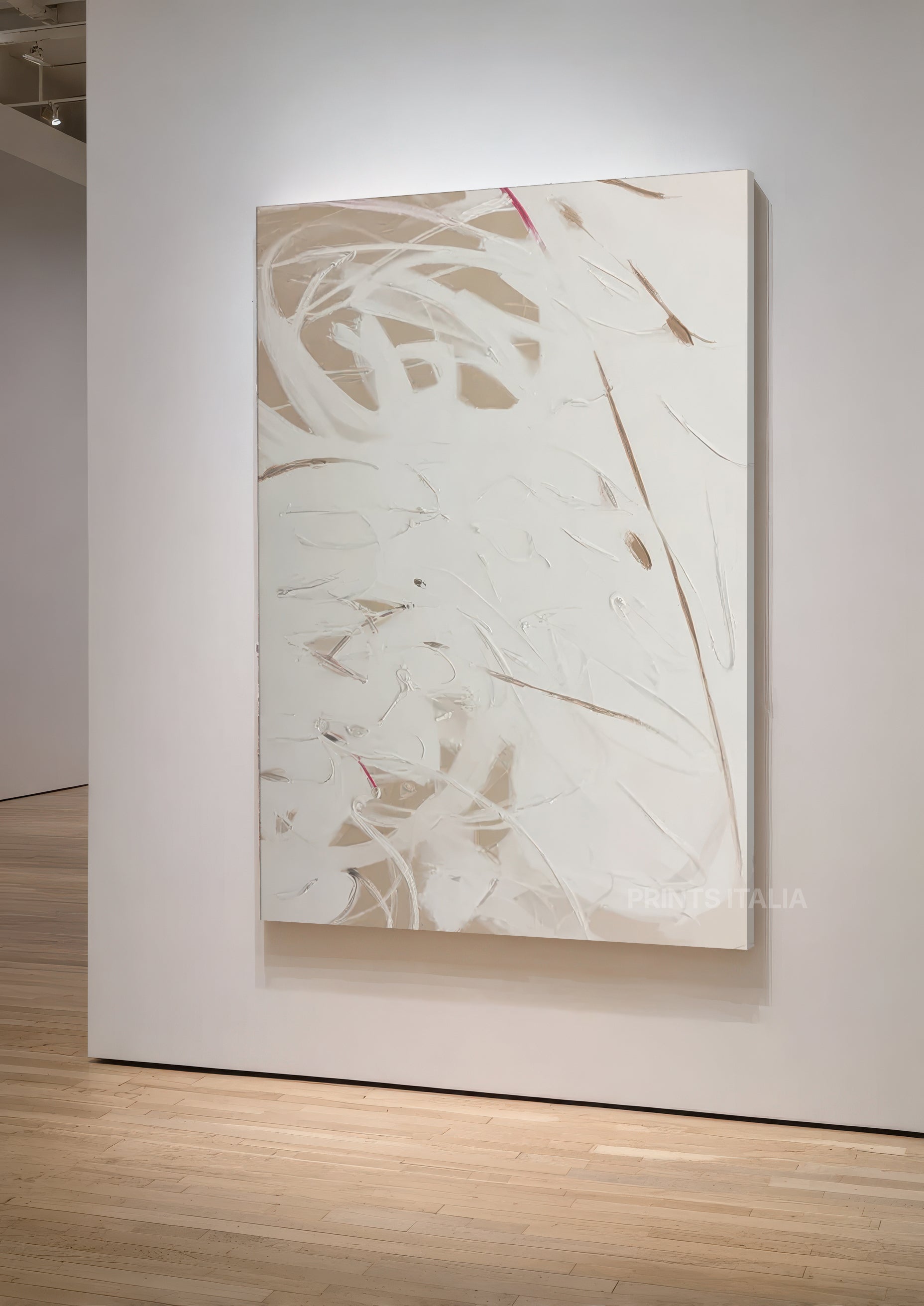 TALVO abstract print showing layered white brushstrokes and subtle sand tones - digital download