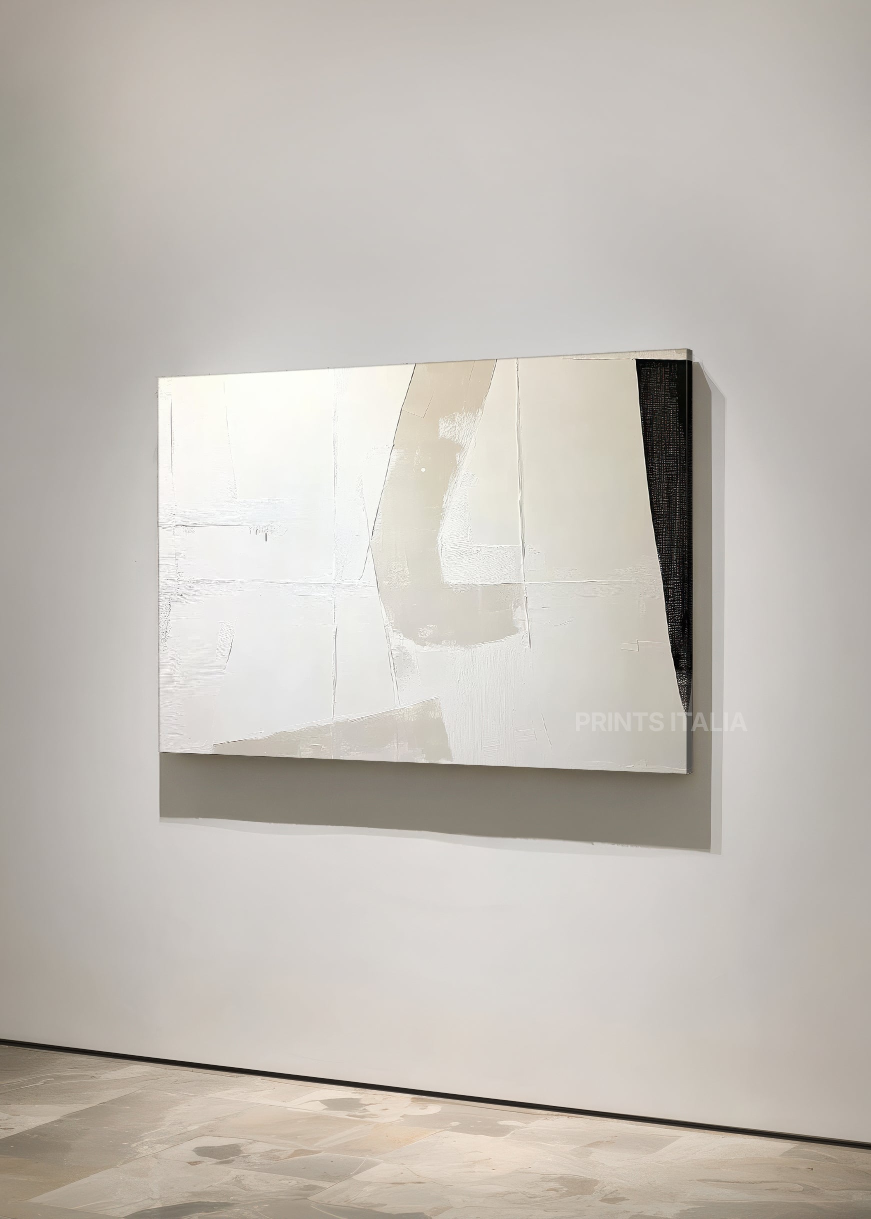 THALOR print displayed in a minimalist gallery, highlighting its calm geometry and soft neutral palette