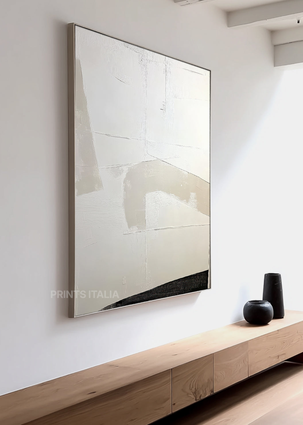 THALOR abstract print styled in a tranquil, light-filled space, emphasizing its subtle layers and gentle tonal shifts