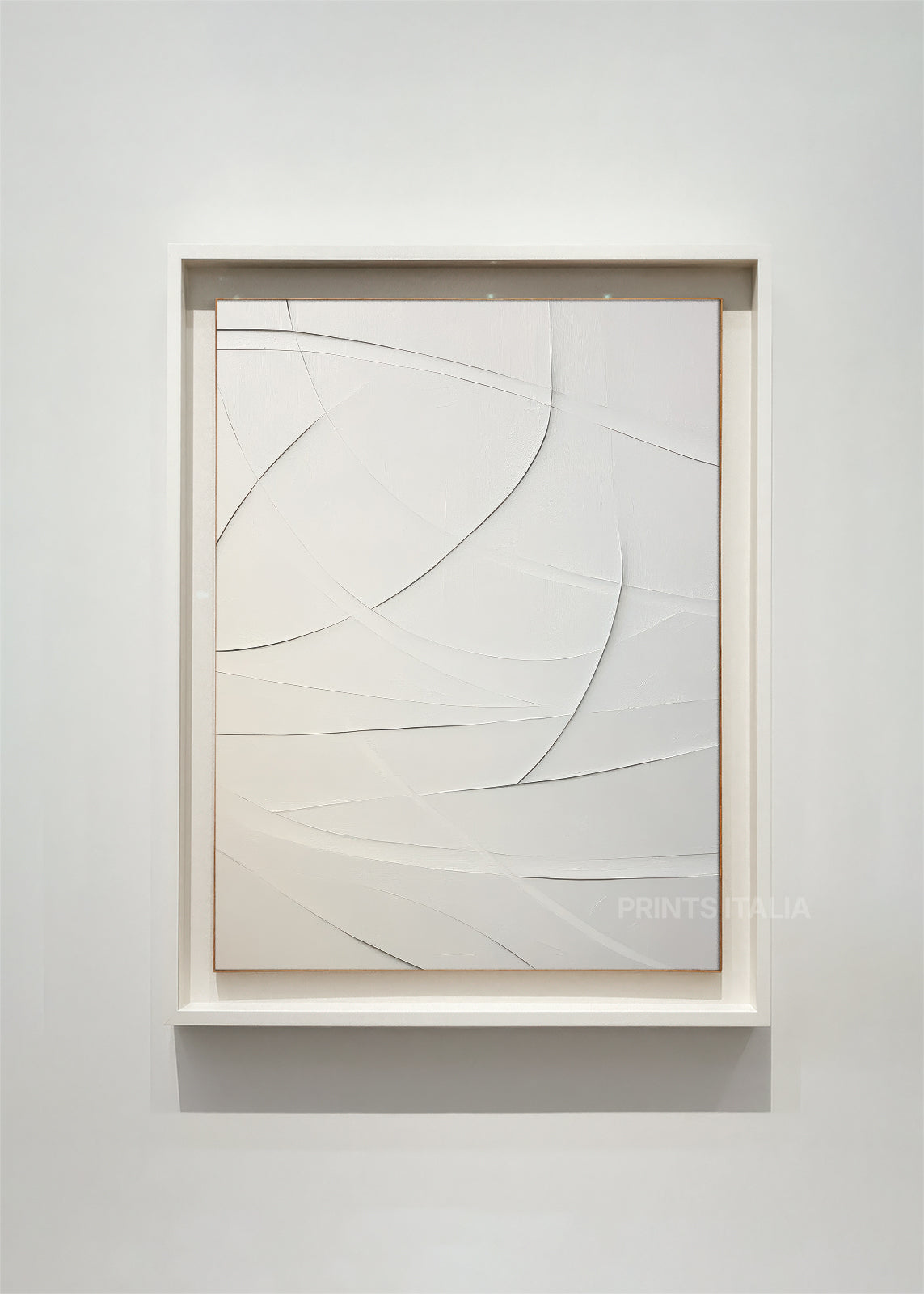TIREL abstract art print framed – delicate painted lines on a pure white background