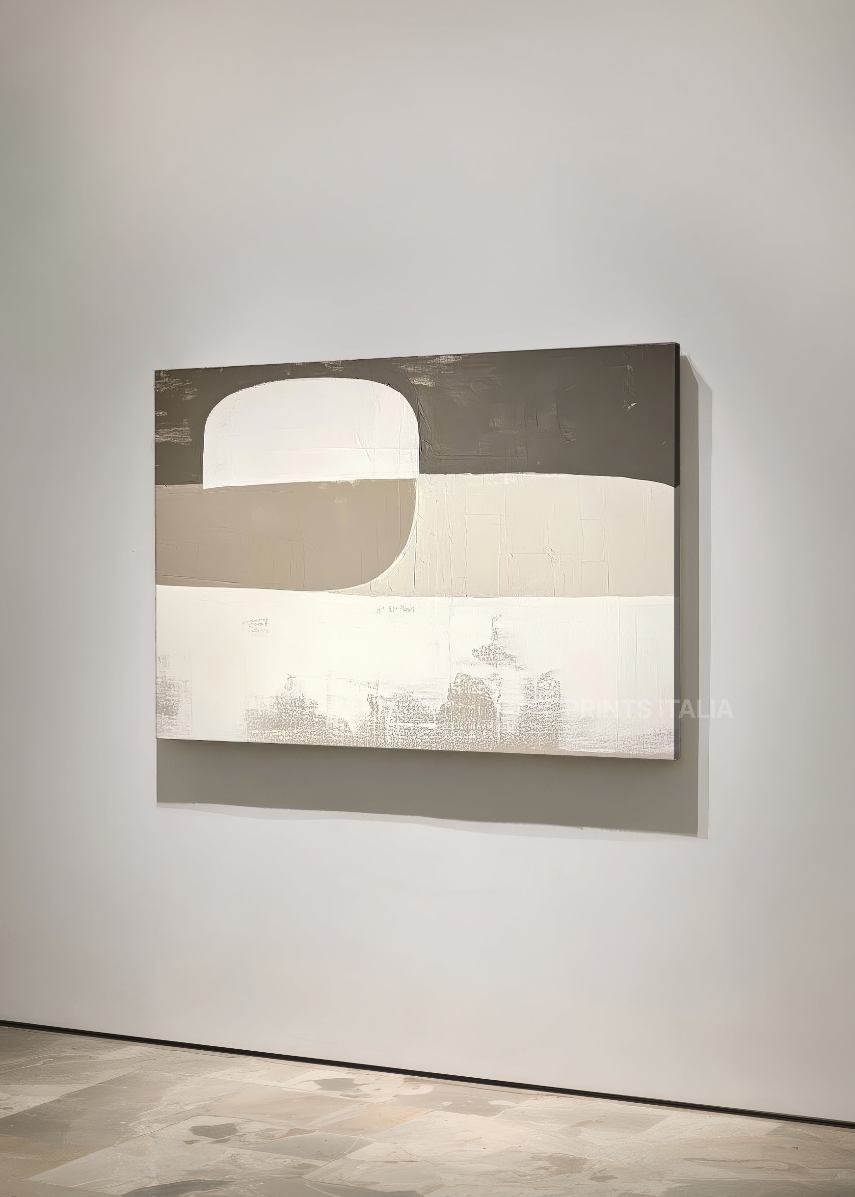 Unframed TIVRA art print featuring neutral geometric shapes and textured balance