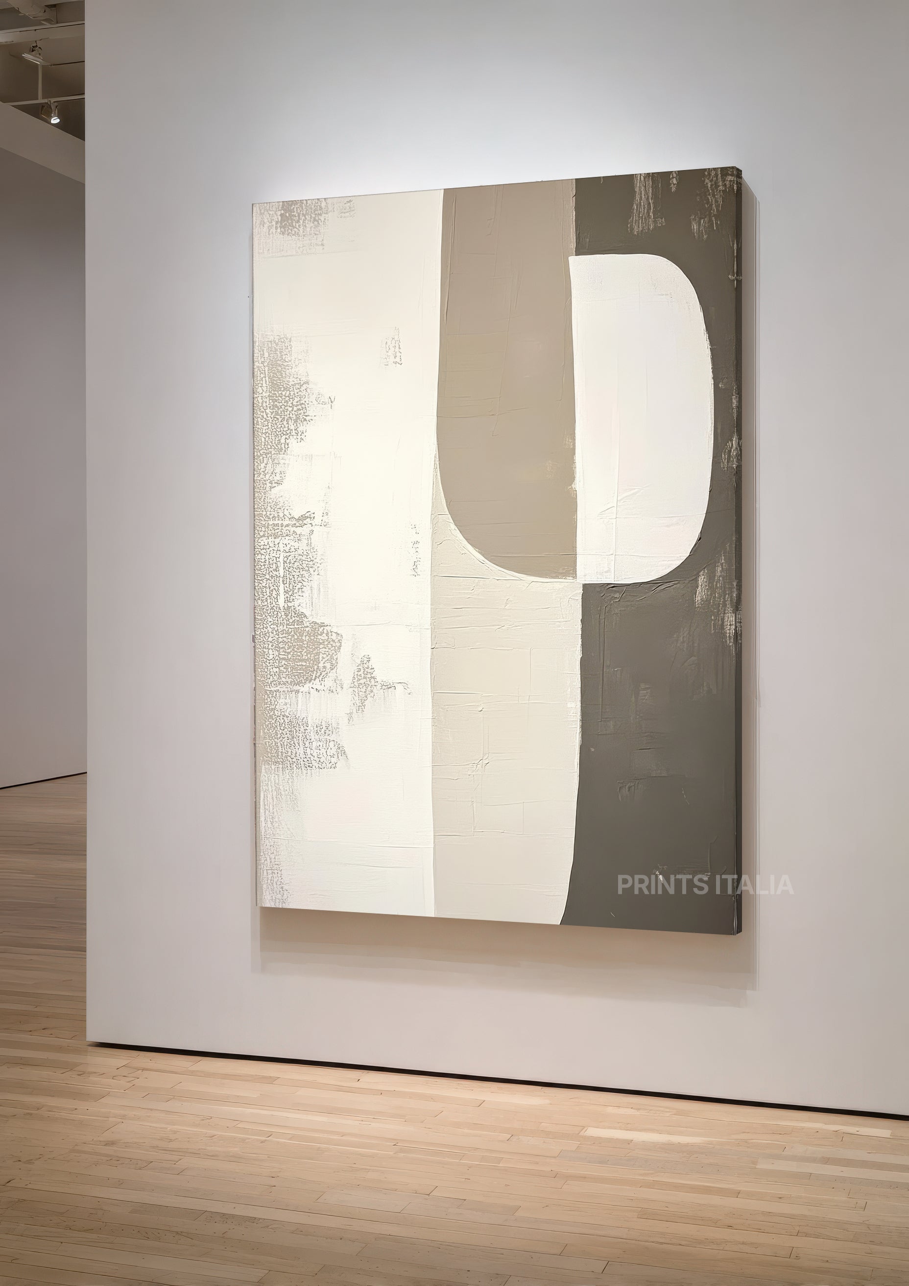 Unframed TIVRA art print featuring neutral geometric shapes and textured balance