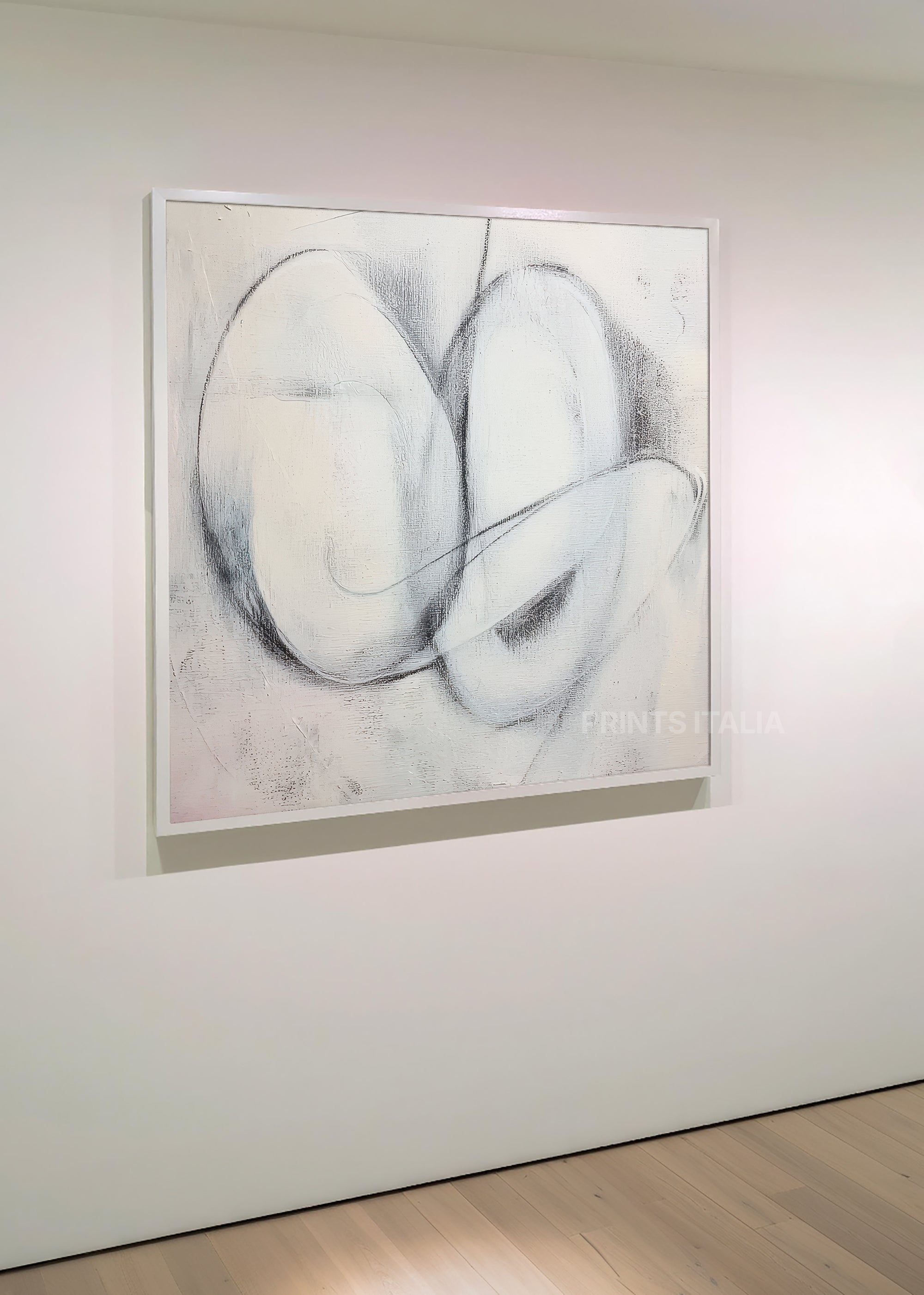 TORANI print displayed in a minimalist gallery, highlighting its airy composition and delicate curves